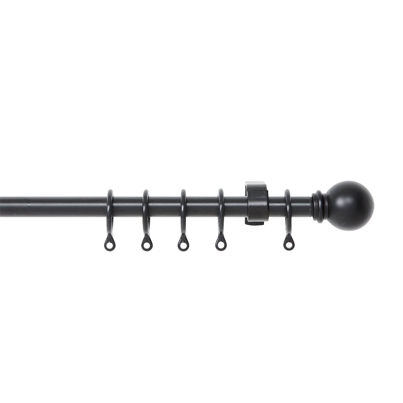 Extendable Ball Finial Curtain Pole - Black - 1.2-2m (13/16mm)