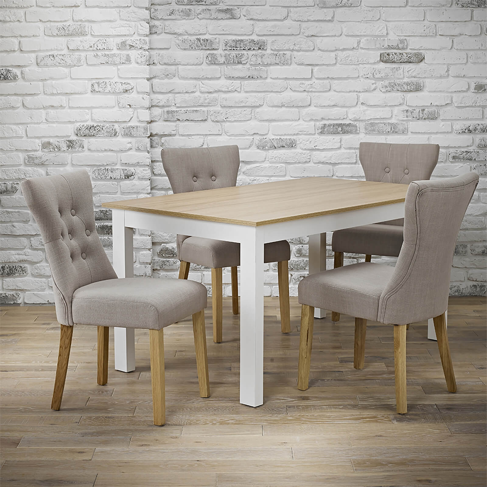 Cotswold 4 Seater Dining Set - Naples Dining Chairs - Cream & Beige