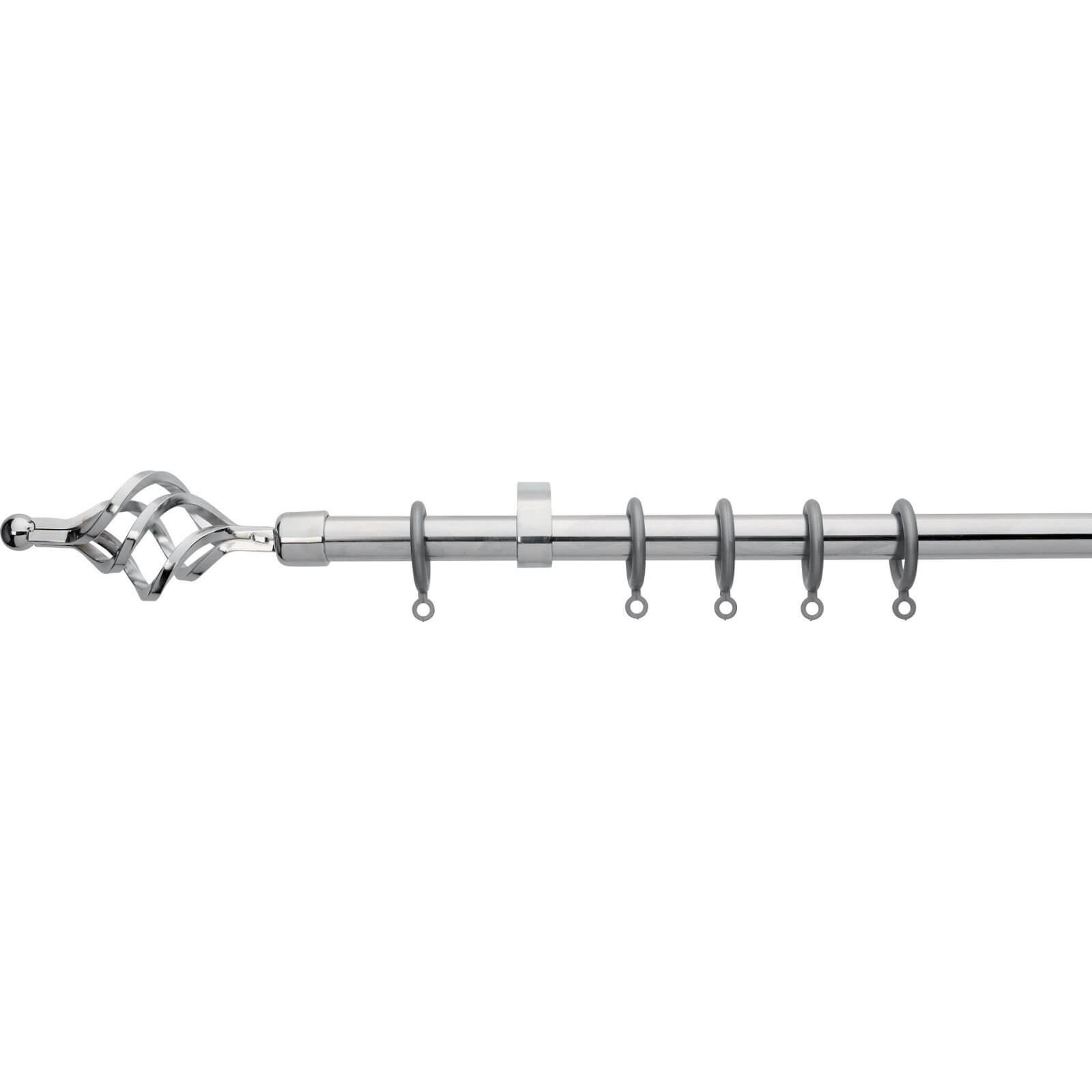 Extendable Cage Finial Curtain Pole - Chrome - 1.2-2.1m (16/19mm)