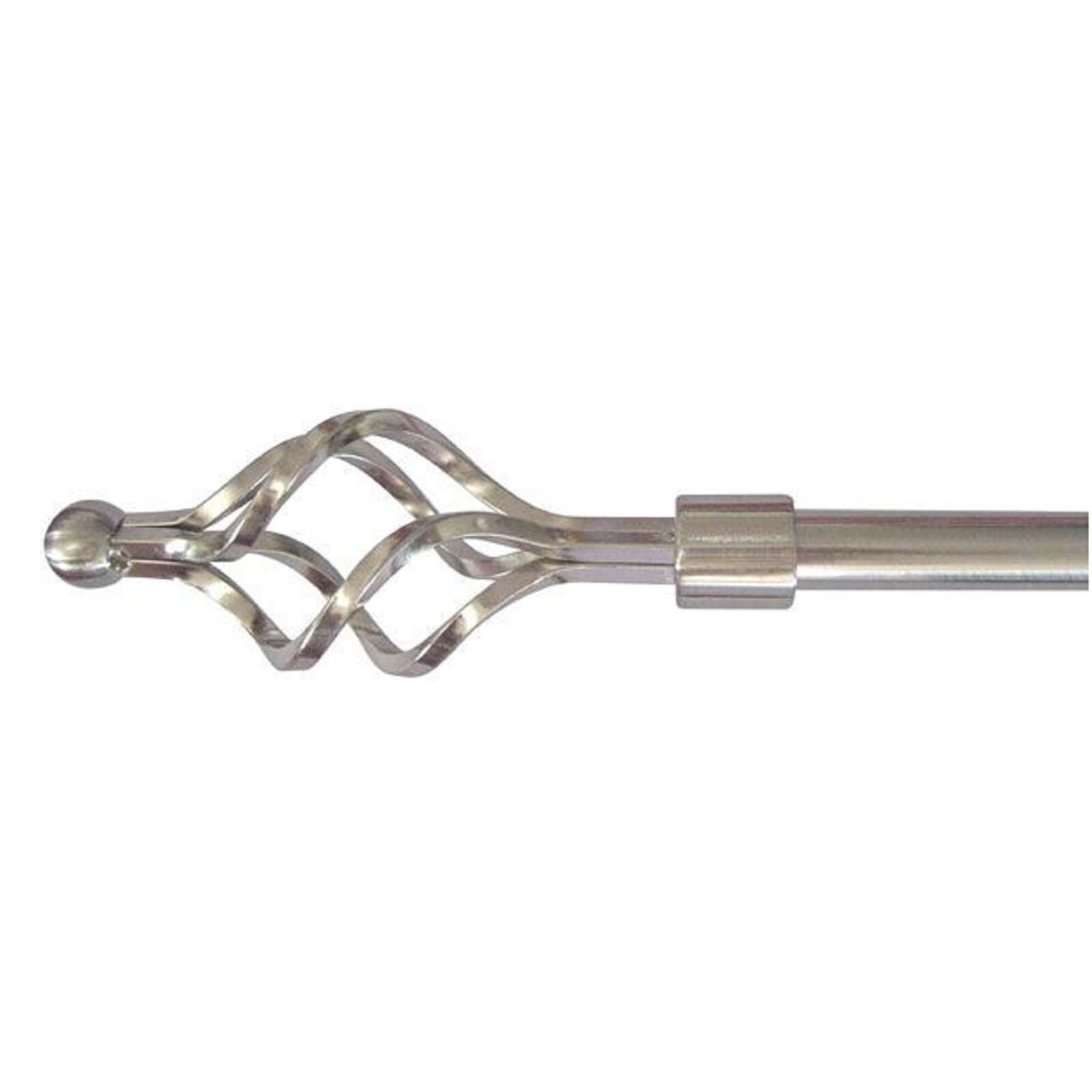 Extendable Cage Finial Curtain Pole - Satin Steel - 1.2-2.1m (16/19mm)