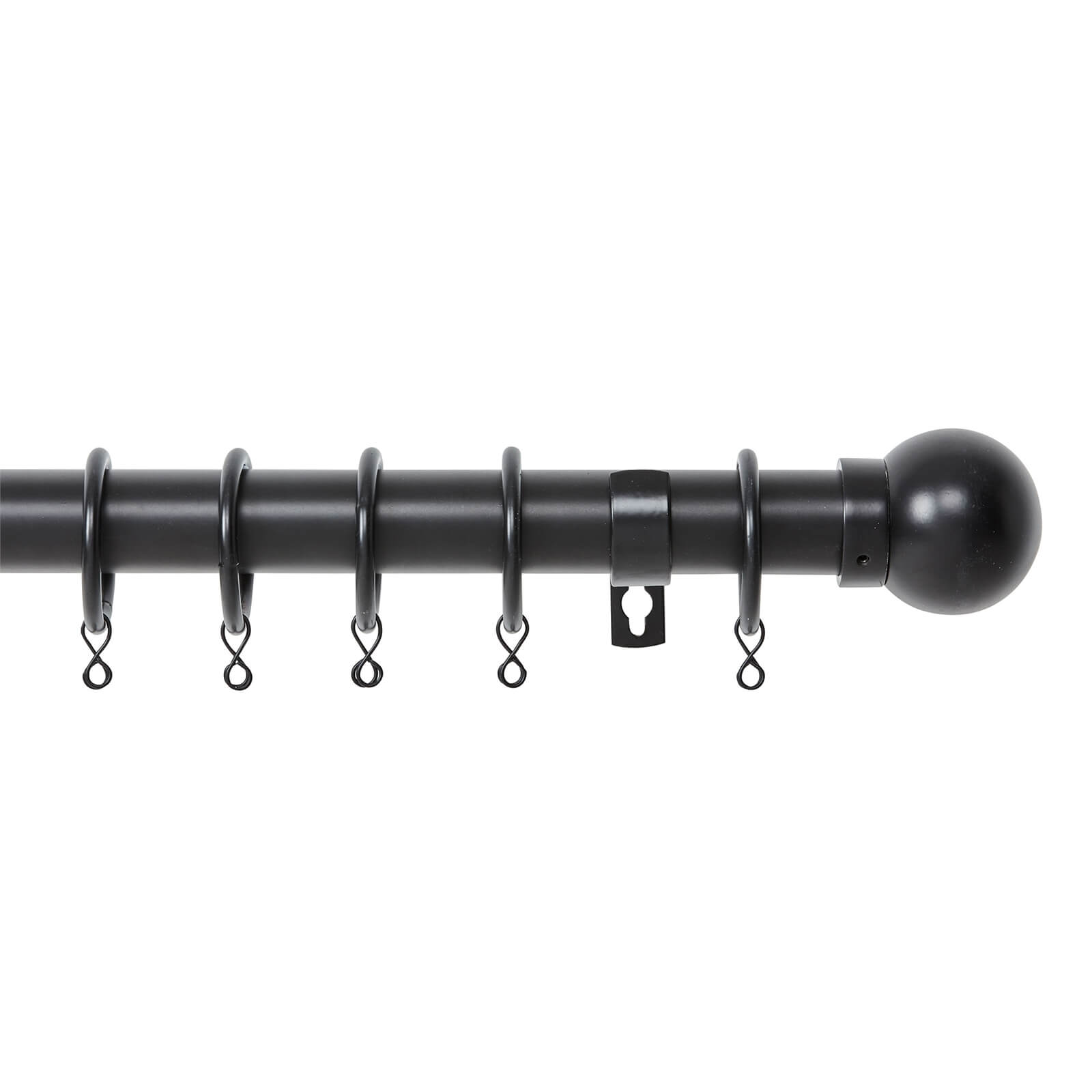 Extendable Ball Finial Curtain Pole - Black - 1.2-2.1m (25/28mm)