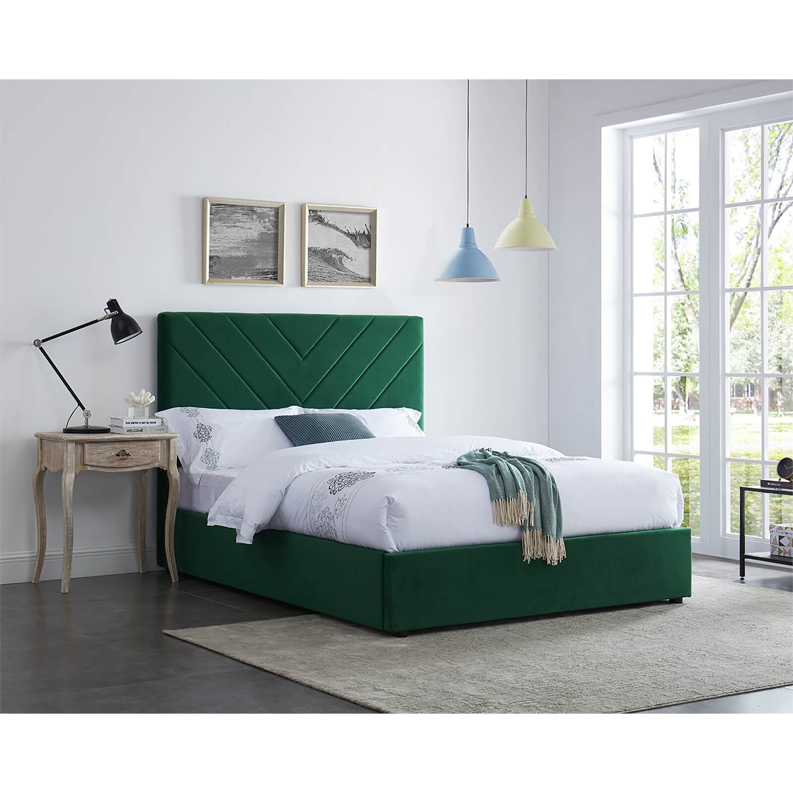 Islington Double Bed - Forest Green