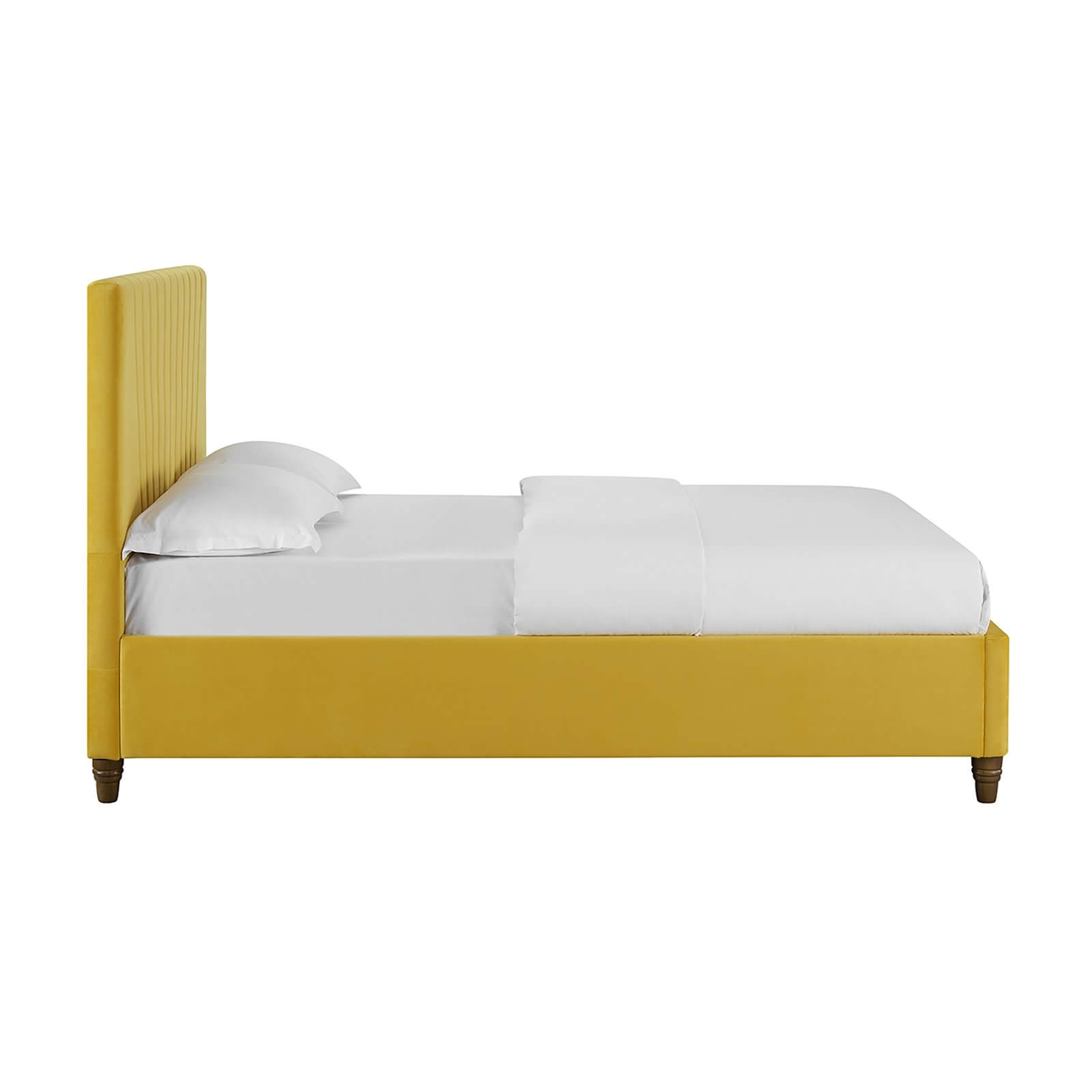 Lexie Velvet Upholstered Double Bed - Mustard