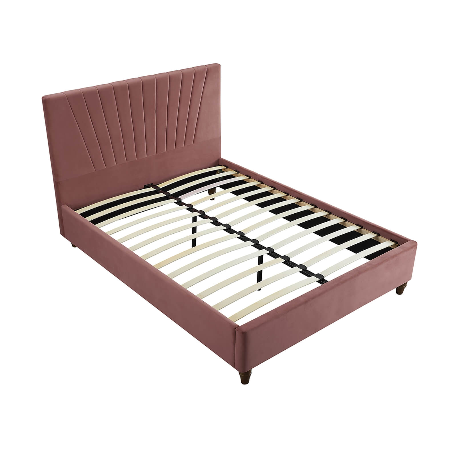 Lexie Velvet Upholstered Double Bed - Pink