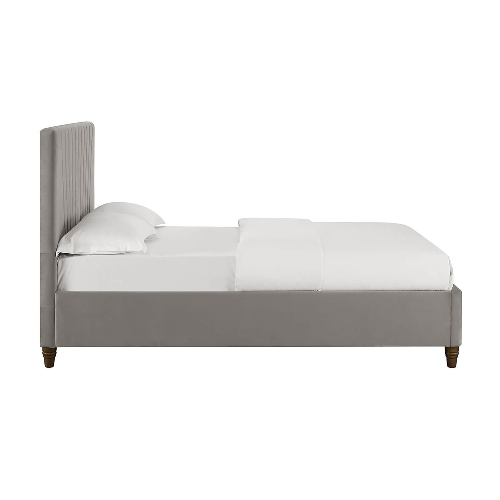 Lexie Velvet Upholstered Double Bed - Silver