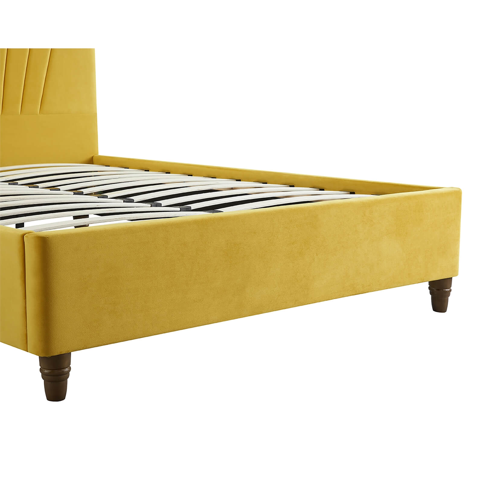 Lexie Velvet Upholstered King Size Bed - Mustard
