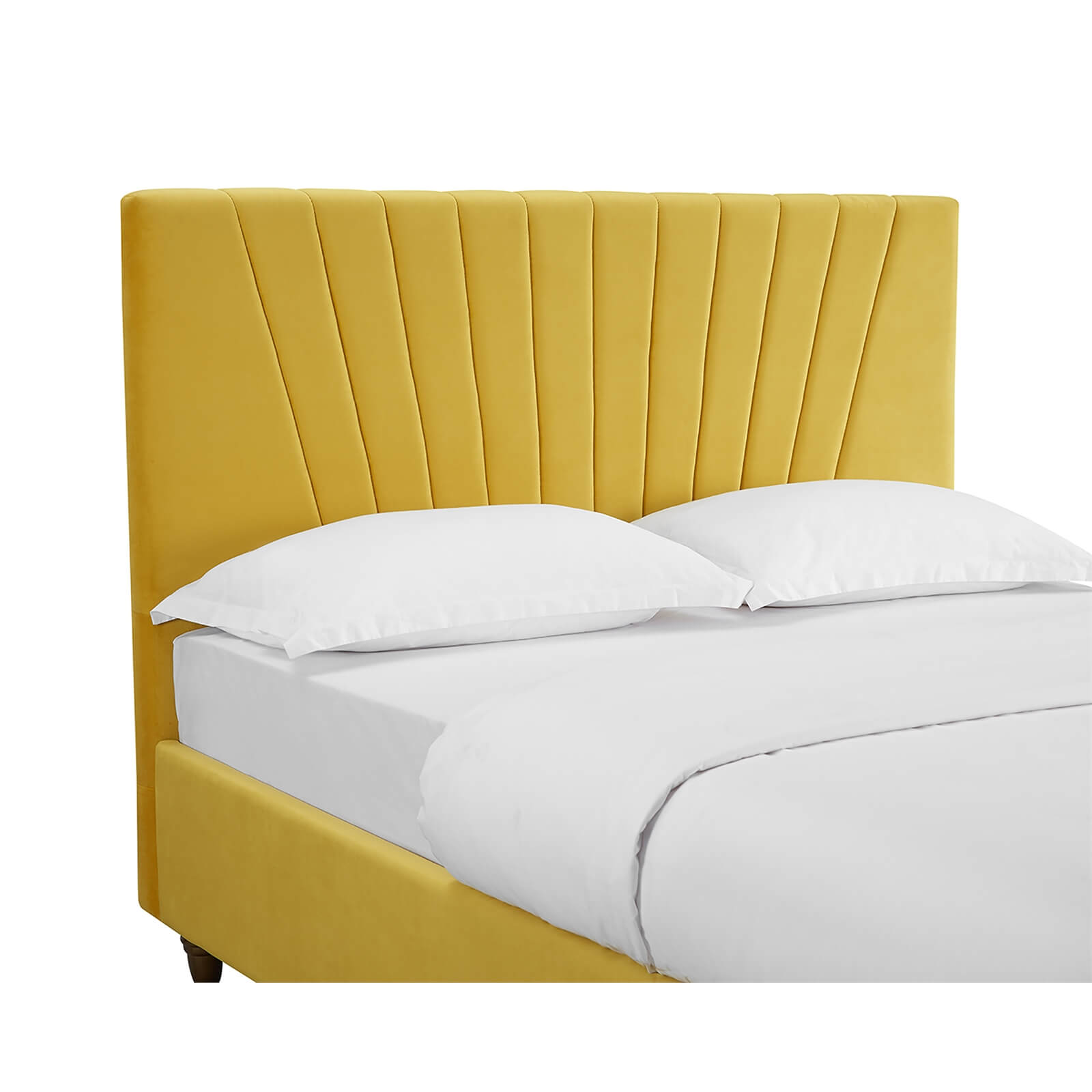 Lexie Velvet Upholstered King Size Bed - Mustard