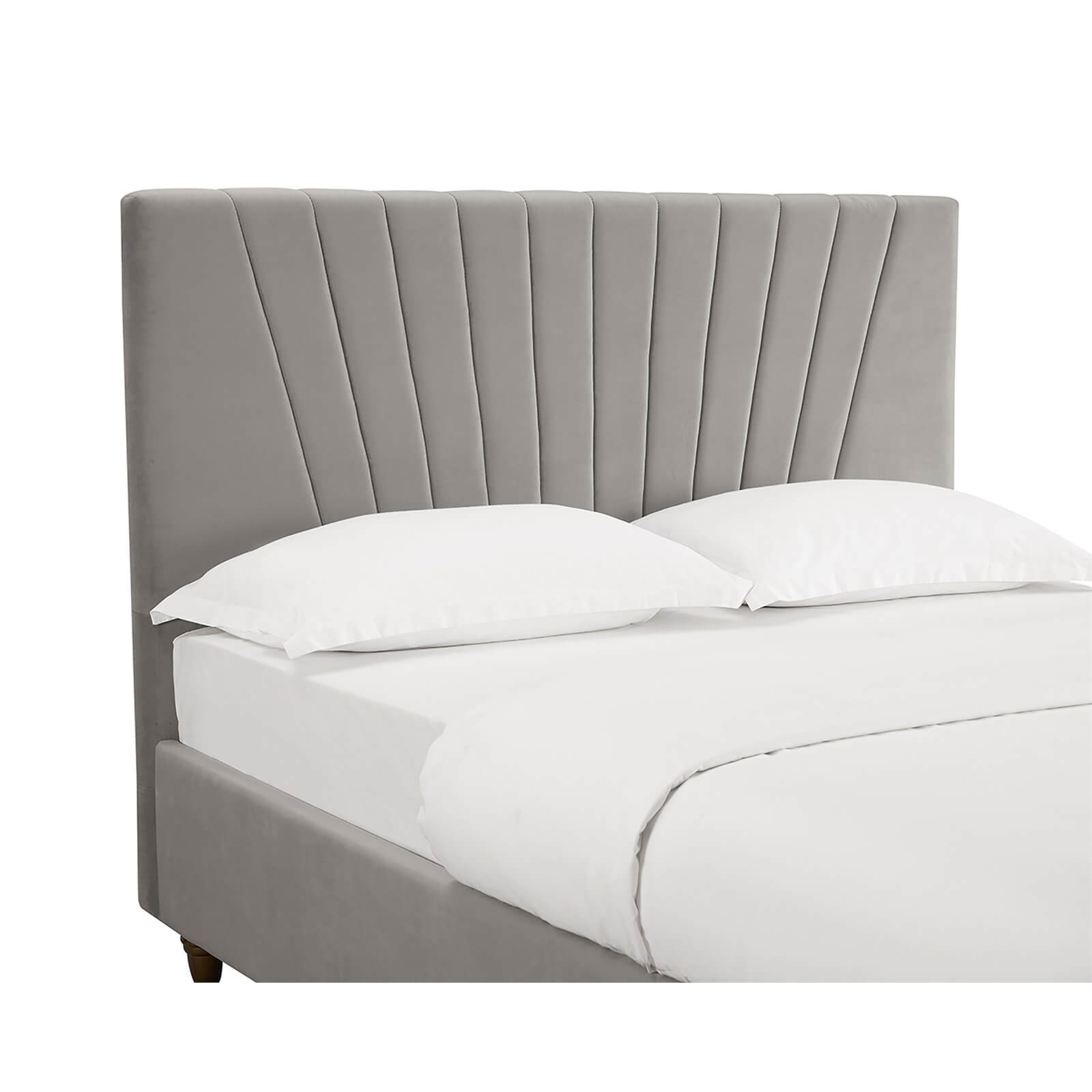Lexie Velvet Upholstered Kingsize Bed - Silver