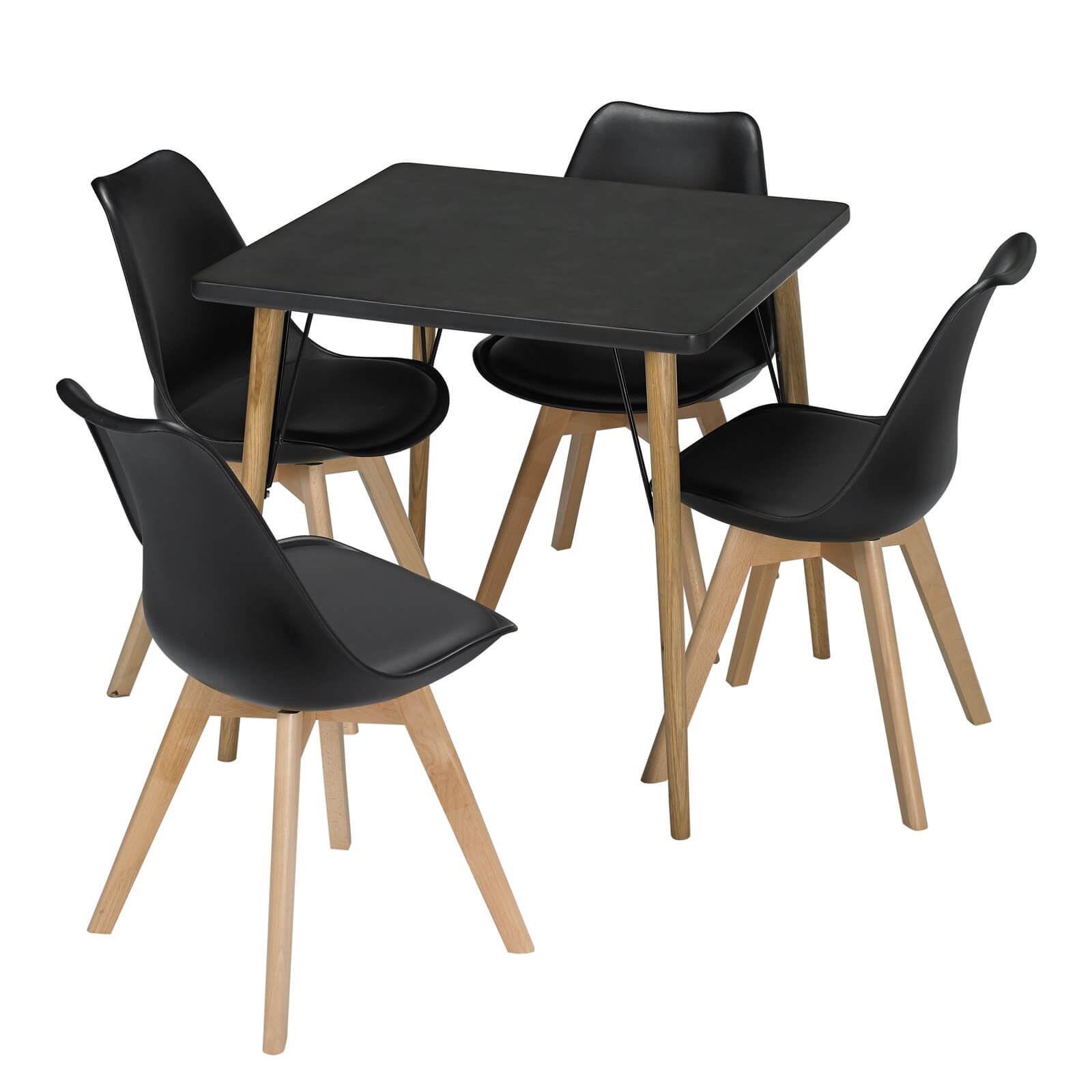 Mercer 4 Seater Dining Set - Louvre Dining Chairs - Black