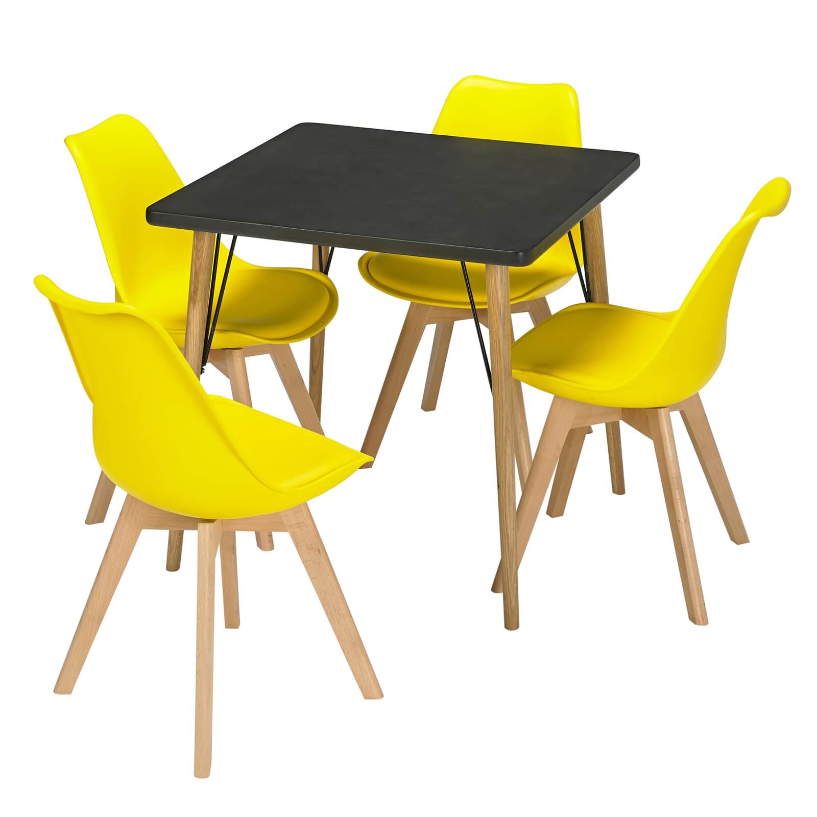 Mercer 4 Seater Dining Set - Louvre Dining Chairs - Yellow