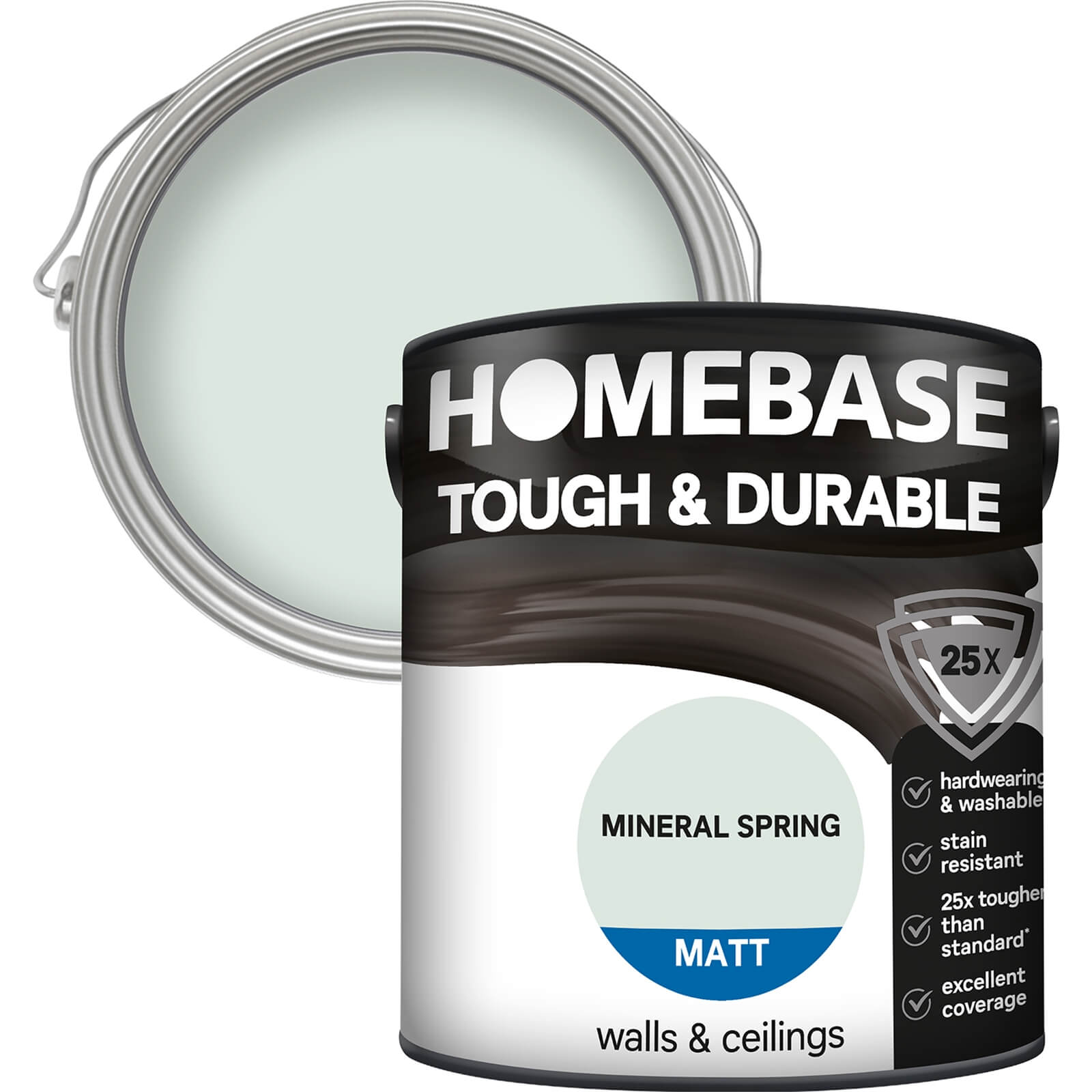 Homebase Tough & Durable Matt Paint Mineral Spring - 2.5L