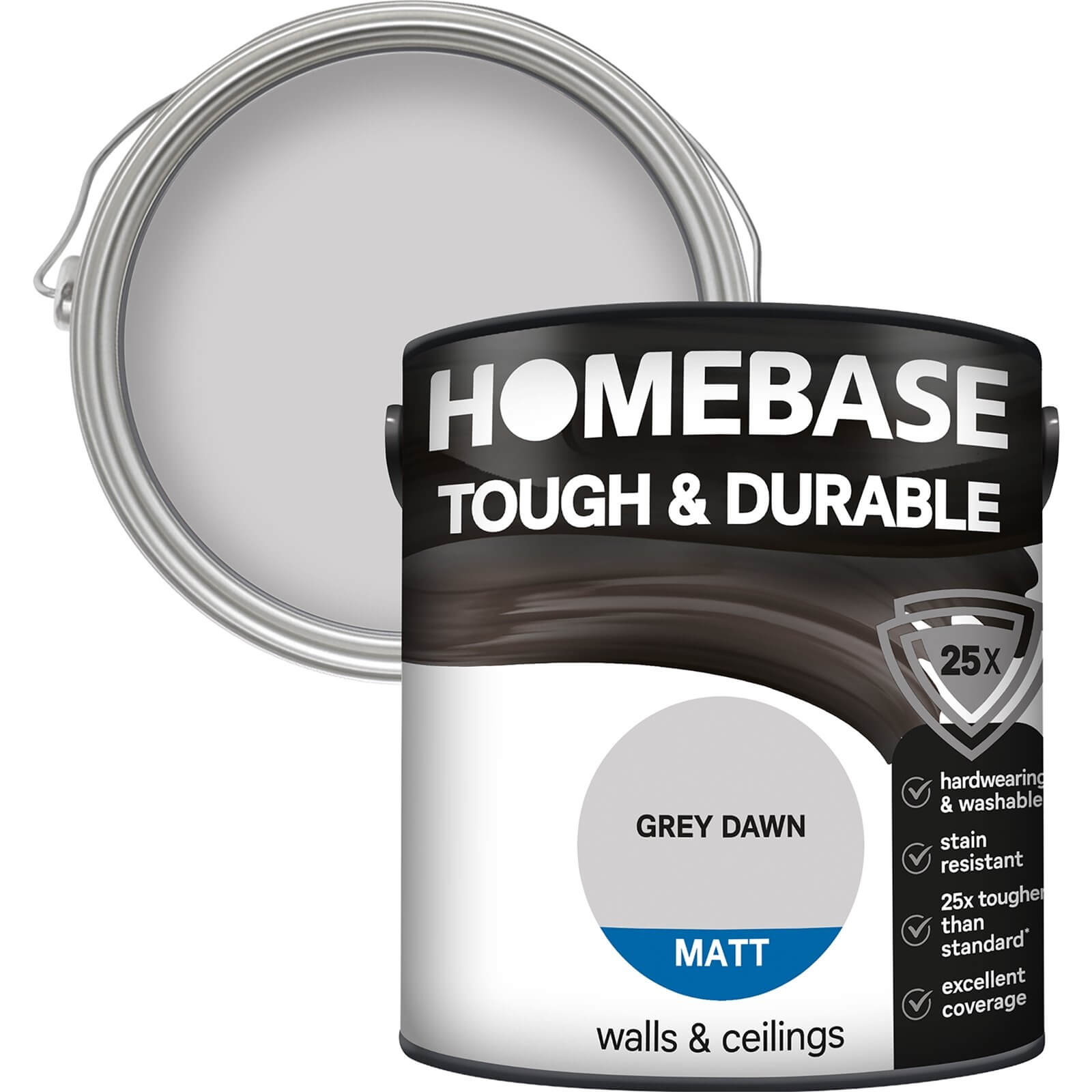 Homebase Tough & Durable Matt Paint Grey Dawn - 2.5L