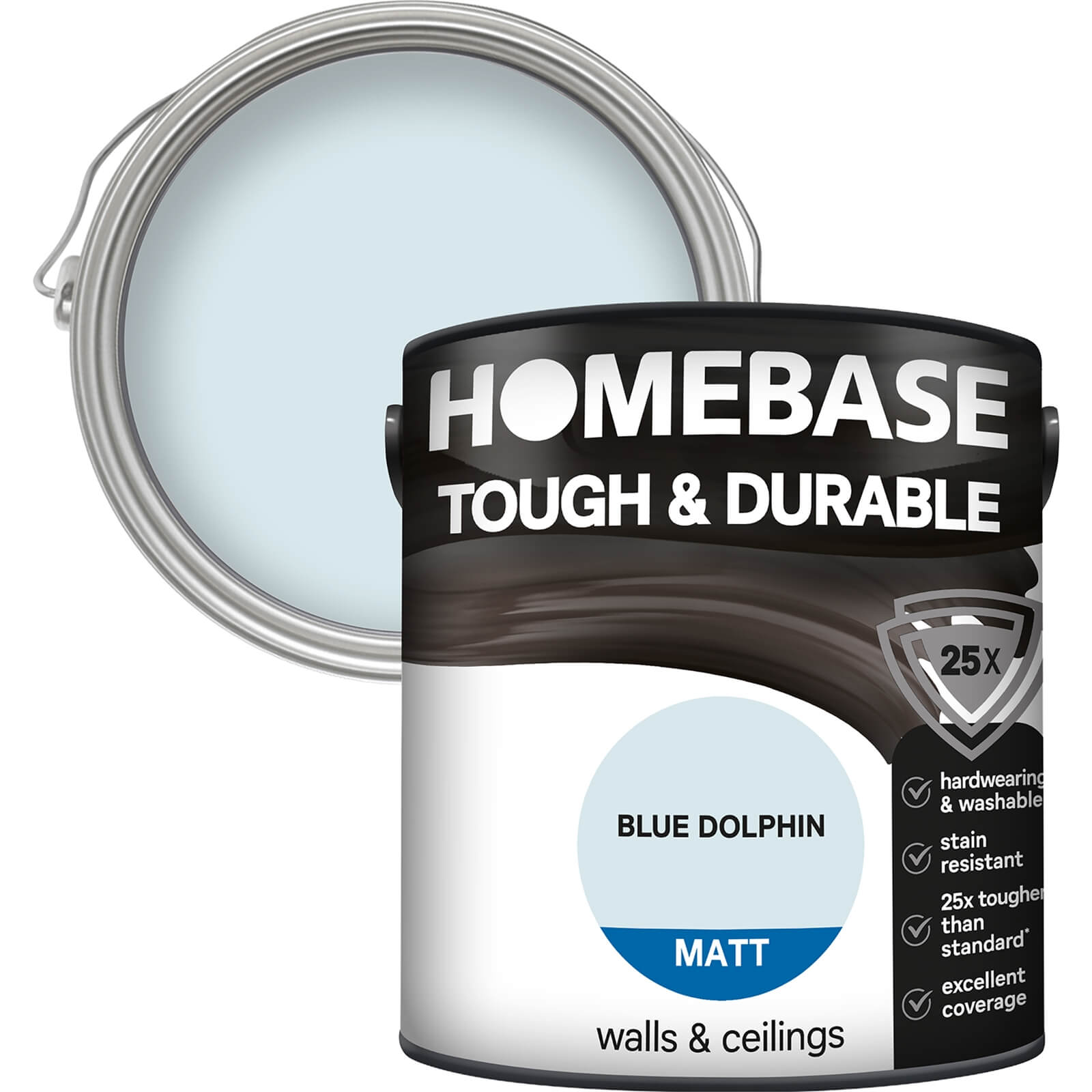 Homebase Tough & Durable Matt Emulsion Paint Blue Dolphin - 2.5L