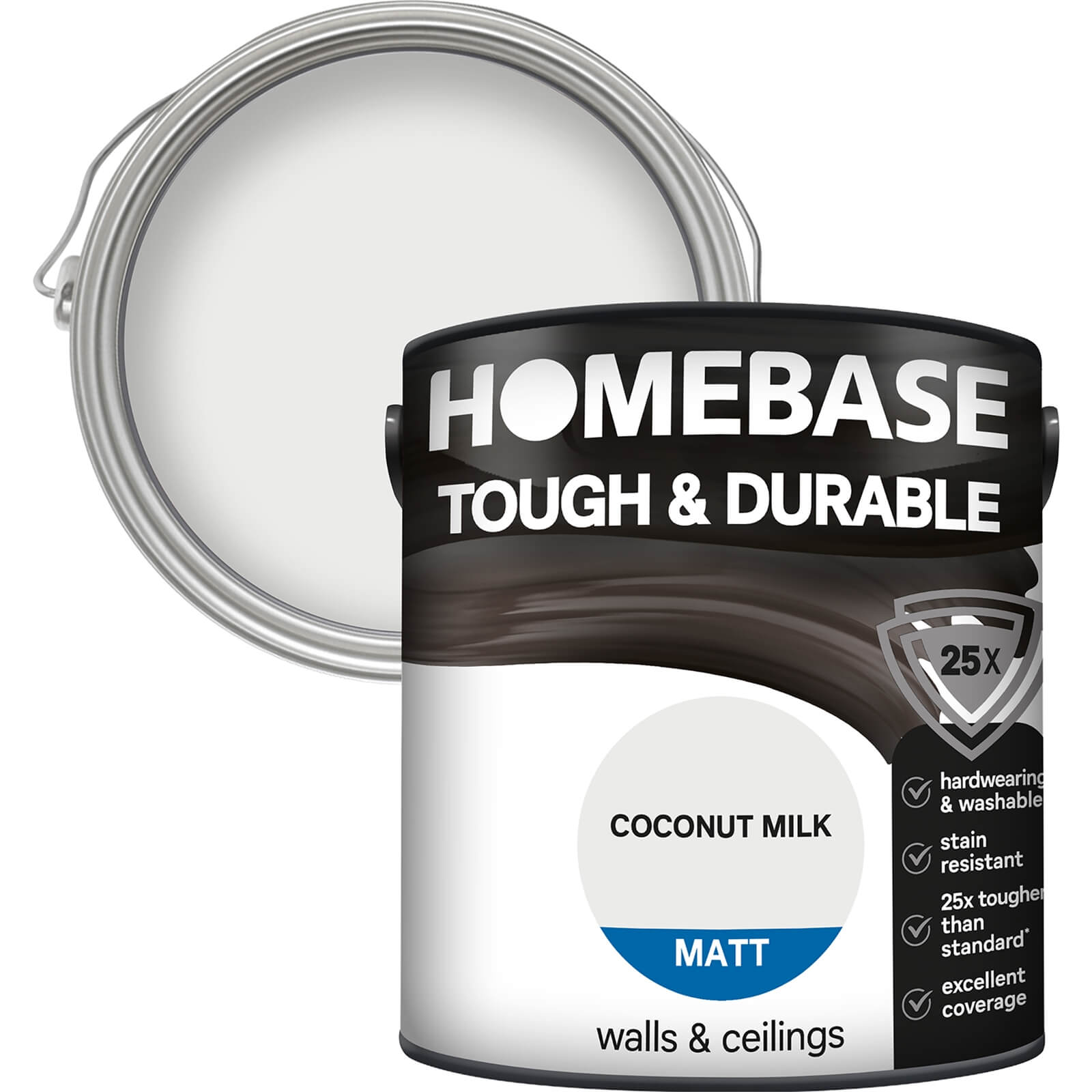 Homebase Tough & Durable Matt Paint Coconut Milk - 2.5L