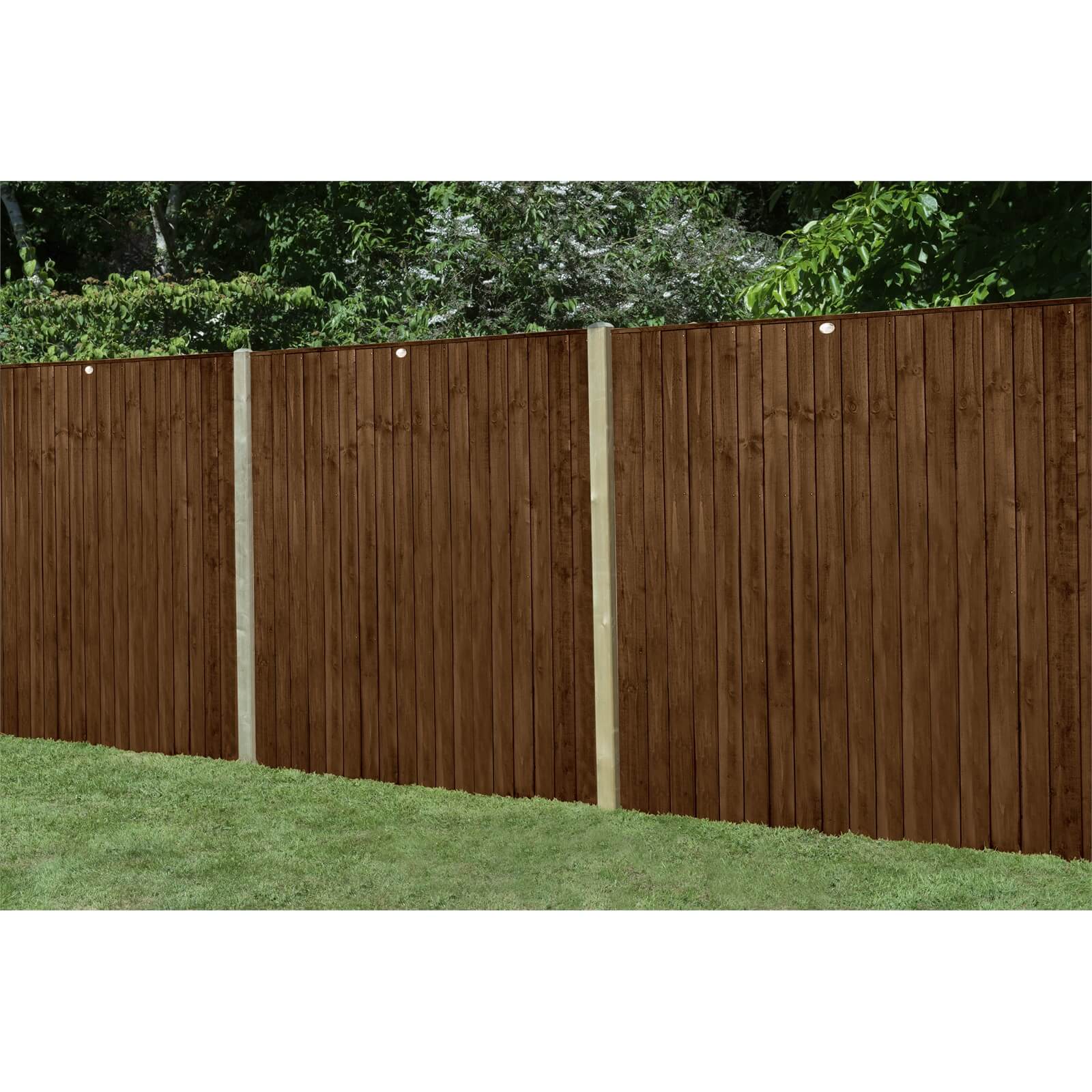 6ft x 5ft (1.83m x 1.54m) Pressure Treated Featheredge Fence Panel (Dark Brown) - Pack of 5
