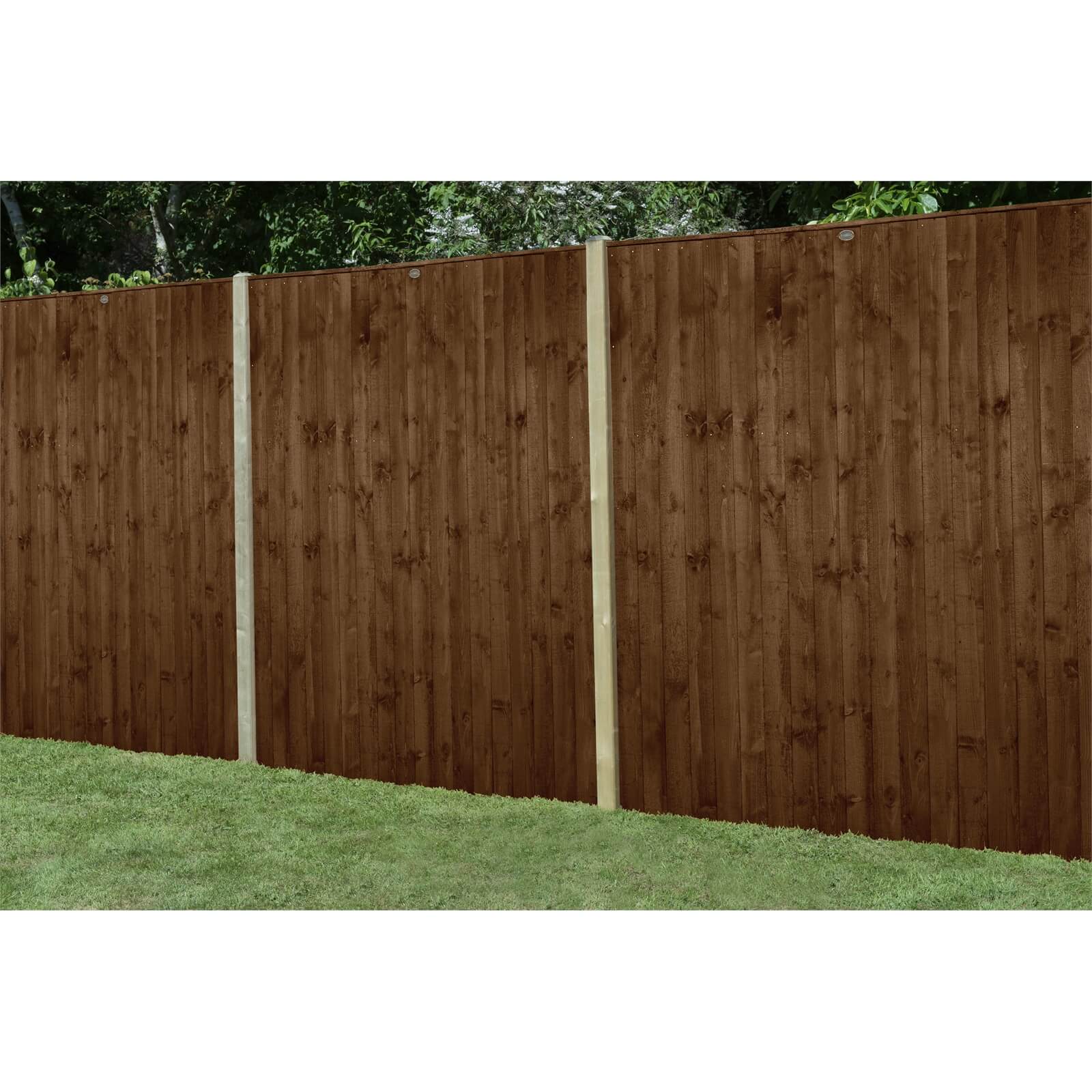 6ft x 6ft (1.83m x 1.85m) Pressure Treated Featheredge Fence Panel (Dark Brown) - Pack of 3
