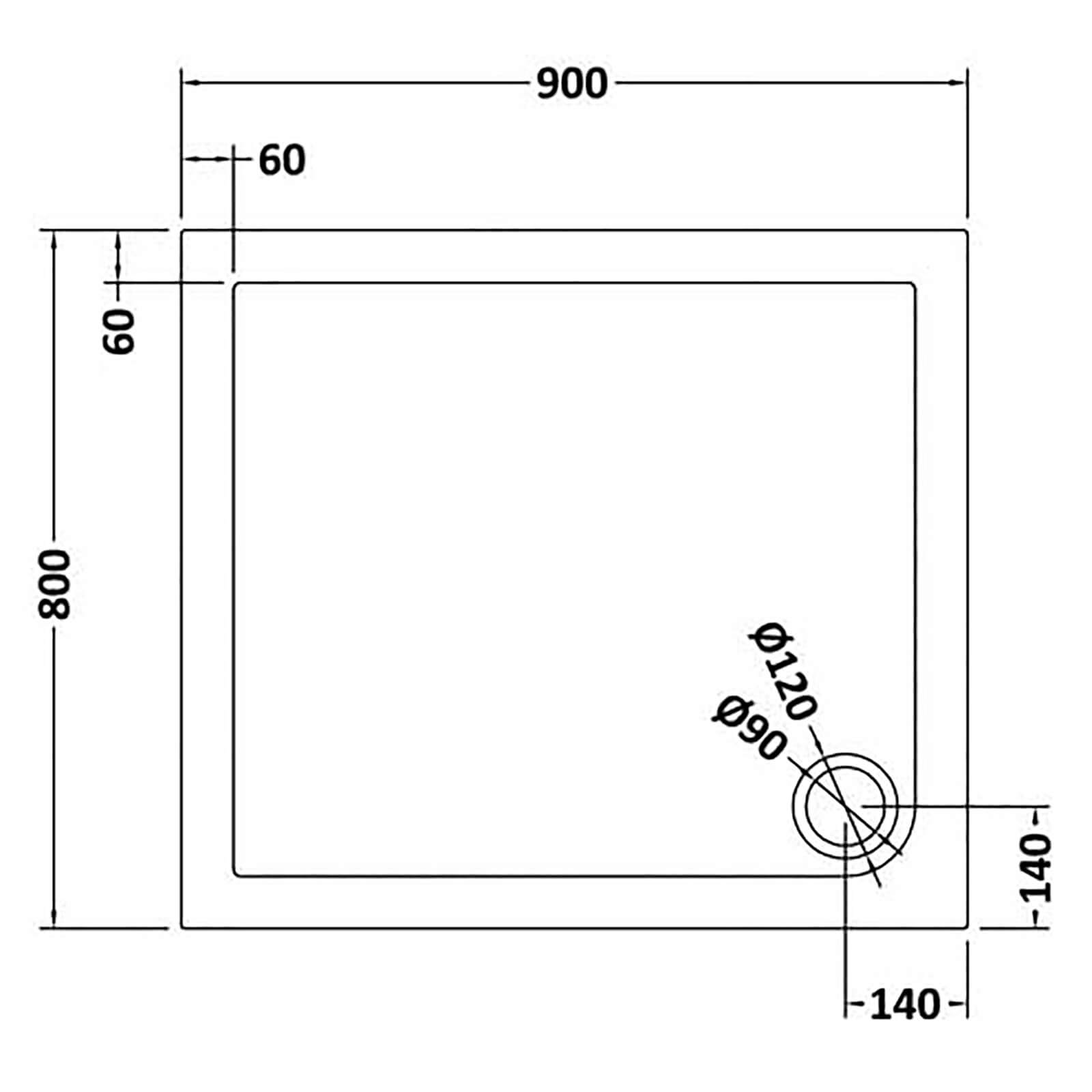 Balterley Slate Rectangular Shower Tray - 900 x 800mm