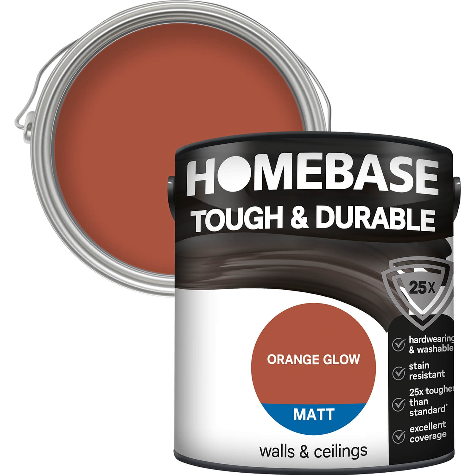 Homebase Tough & Durable Matt Paint Orange Glow - 2.5L