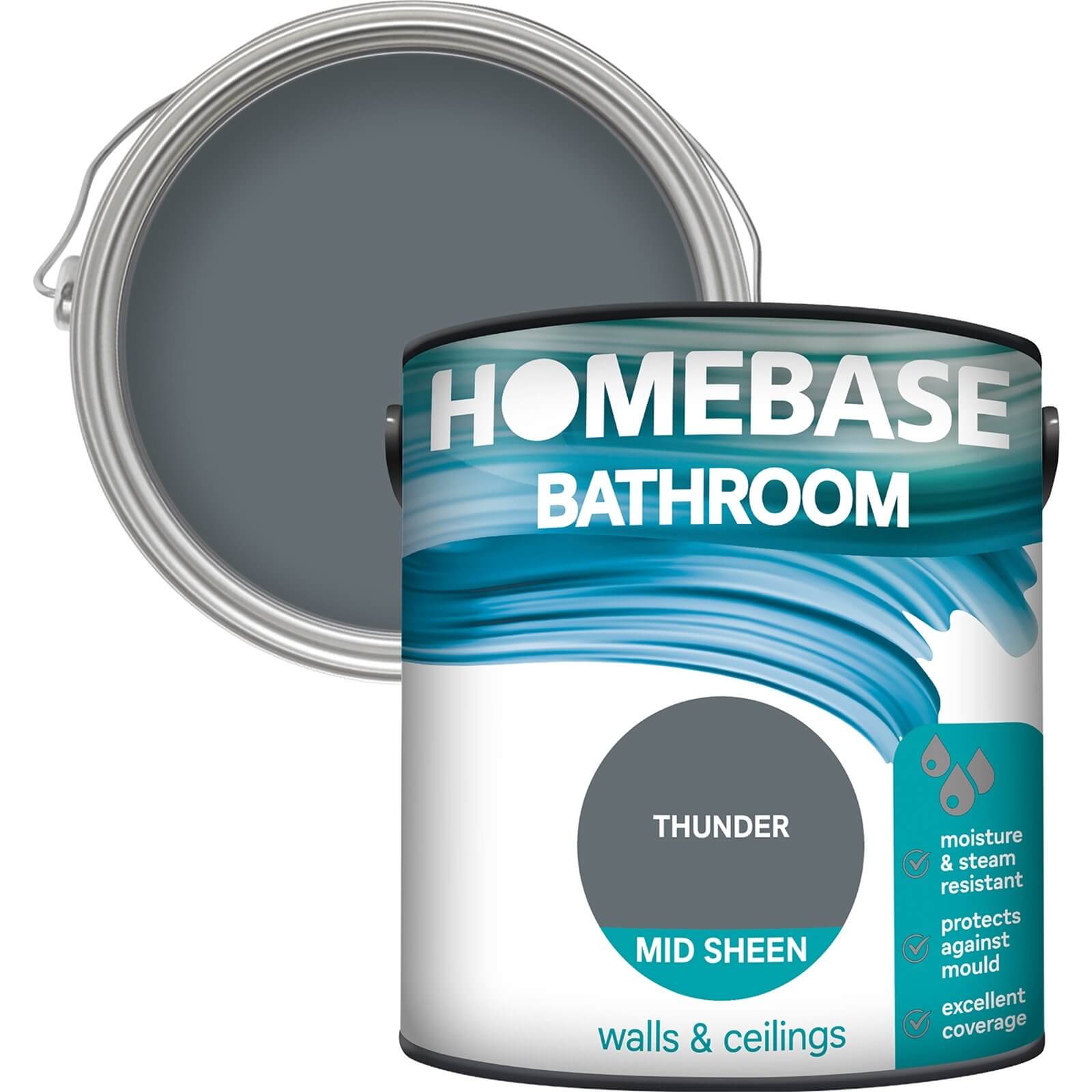 Homebase Bathroom Mid Sheen Paint - Thunder 2.5L