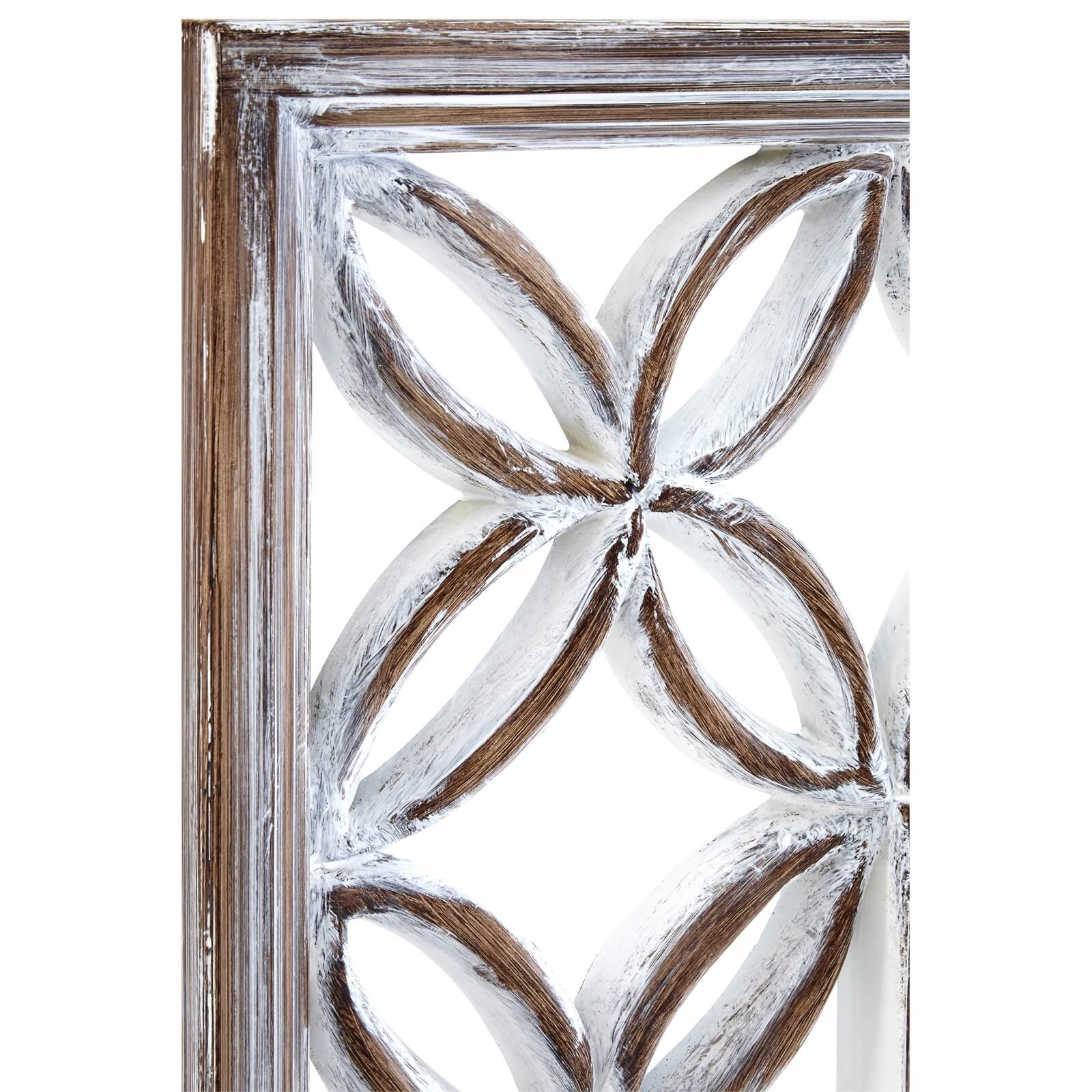 Antique Lattice Frame Wall Mirror - White