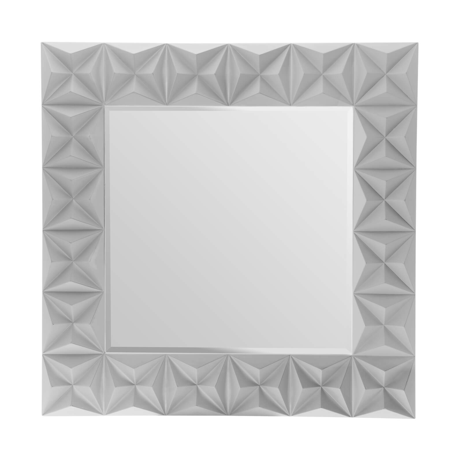 3D Effect Wall Mirror - Grey High Gloss