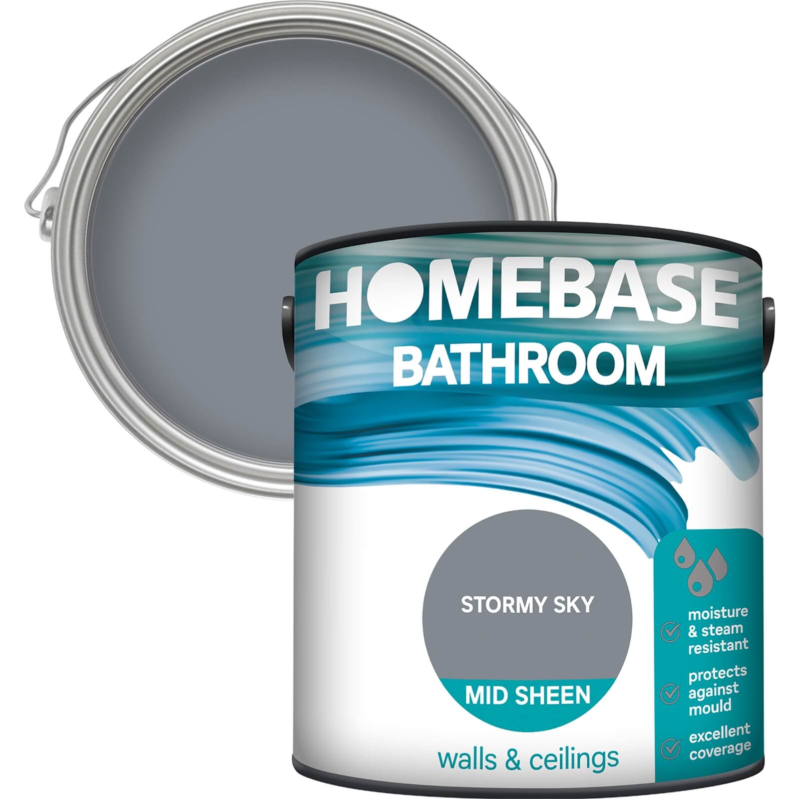 Homebase Bathroom Mid Sheen Paint - Stormy Sky 2.5L