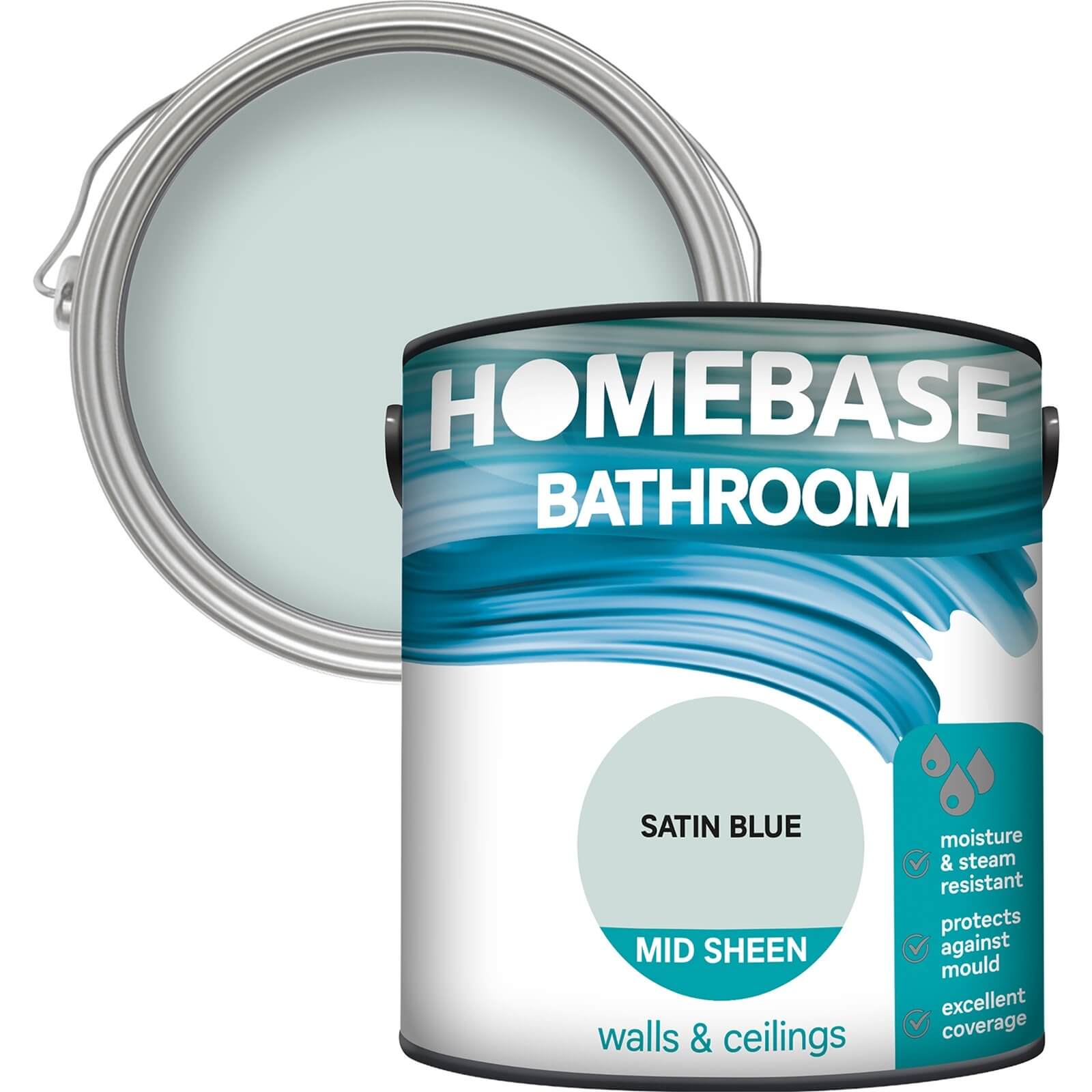 Homebase Bathroom Mid Sheen Paint - Satin Blue 2.5L