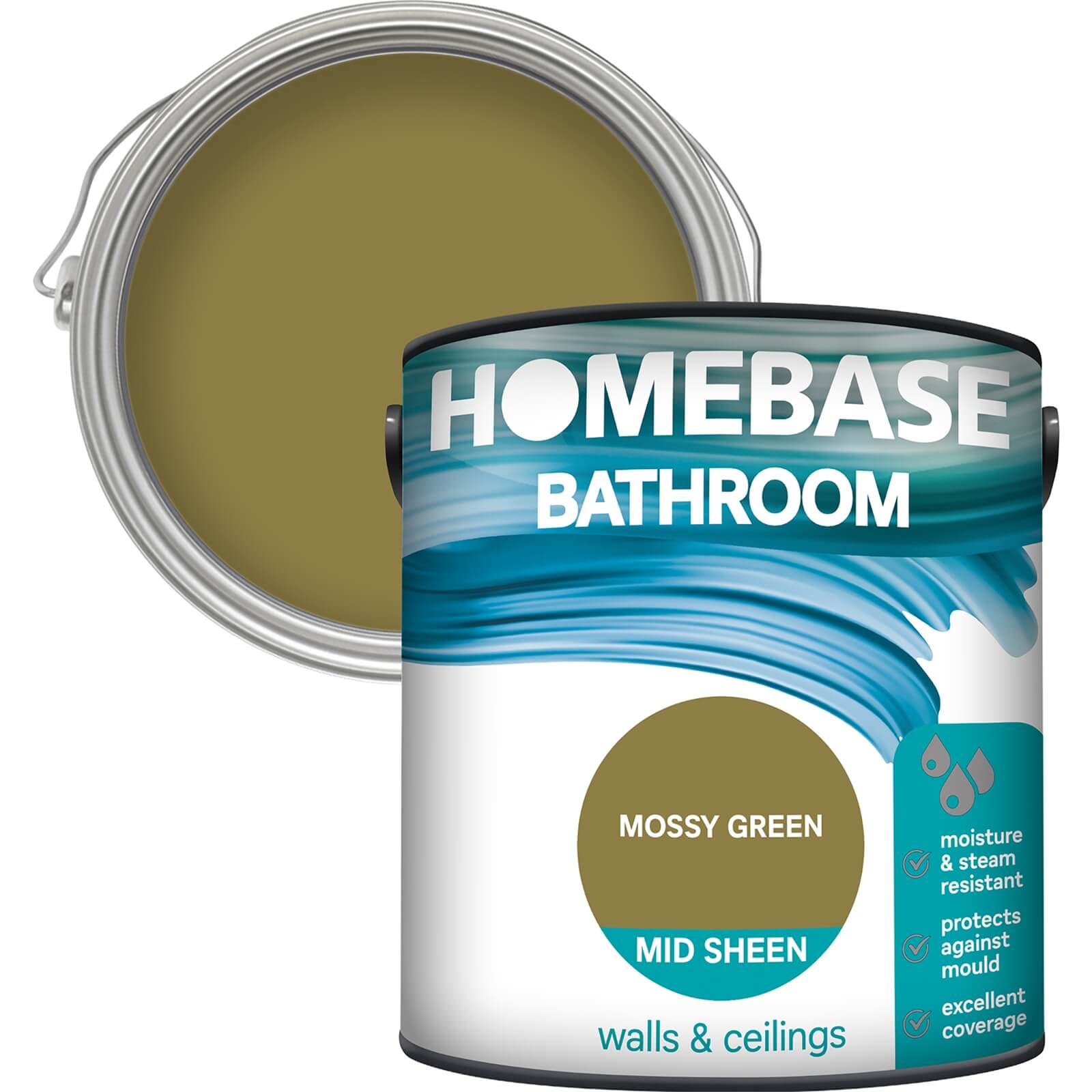 Homebase Bathroom Mid Sheen Paint - Moss Green 2.5L