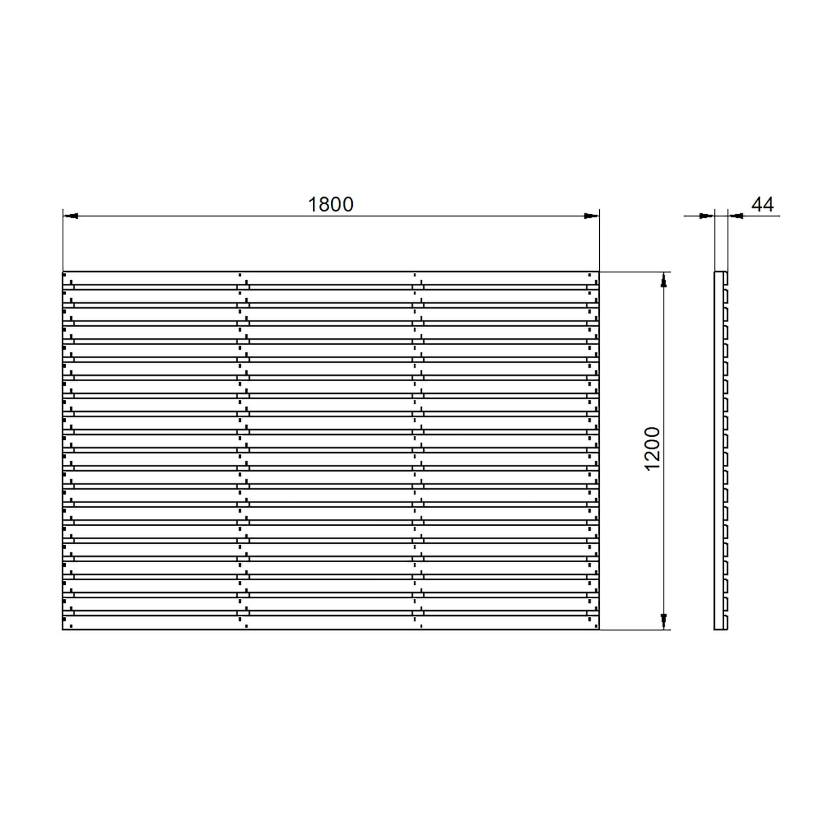 6ft x 4ft (1.8m x 1.2m) Pressure Treated Contemporary Slatted Fence Panel - Pack of 4