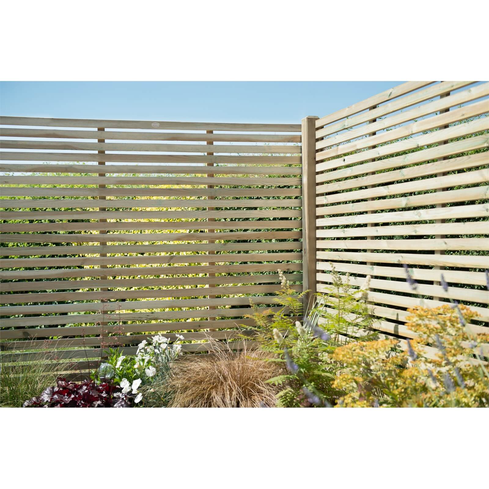 6ft x 5ft (1.8m x 1.5m) Pressure Treated Contemporary Slatted Fence Panel - Pack of 4