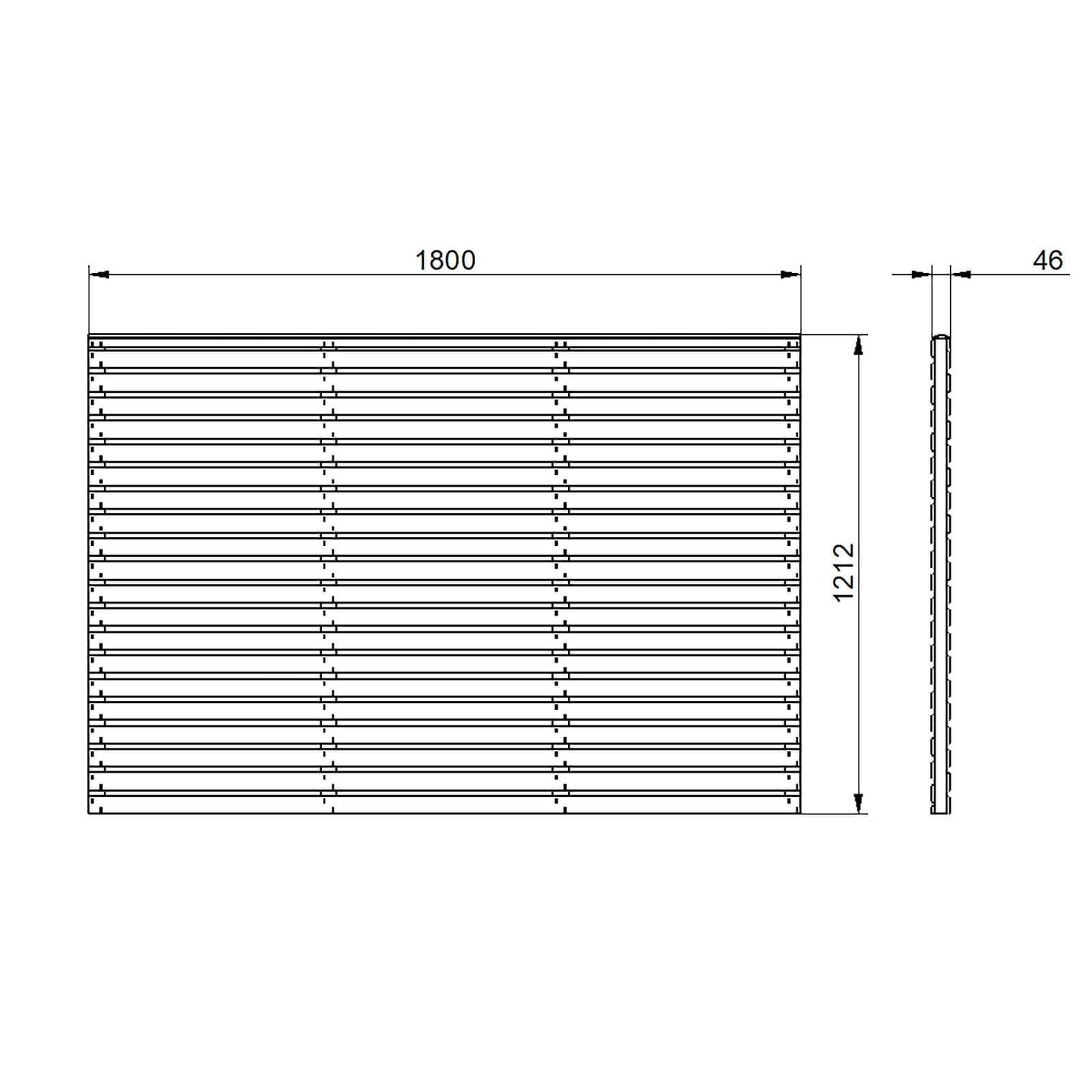 6ft x 4ft (1.8m x 1.2m) Pressure Treated Contemporary Double Slatted Fence Panel - Pack of 5