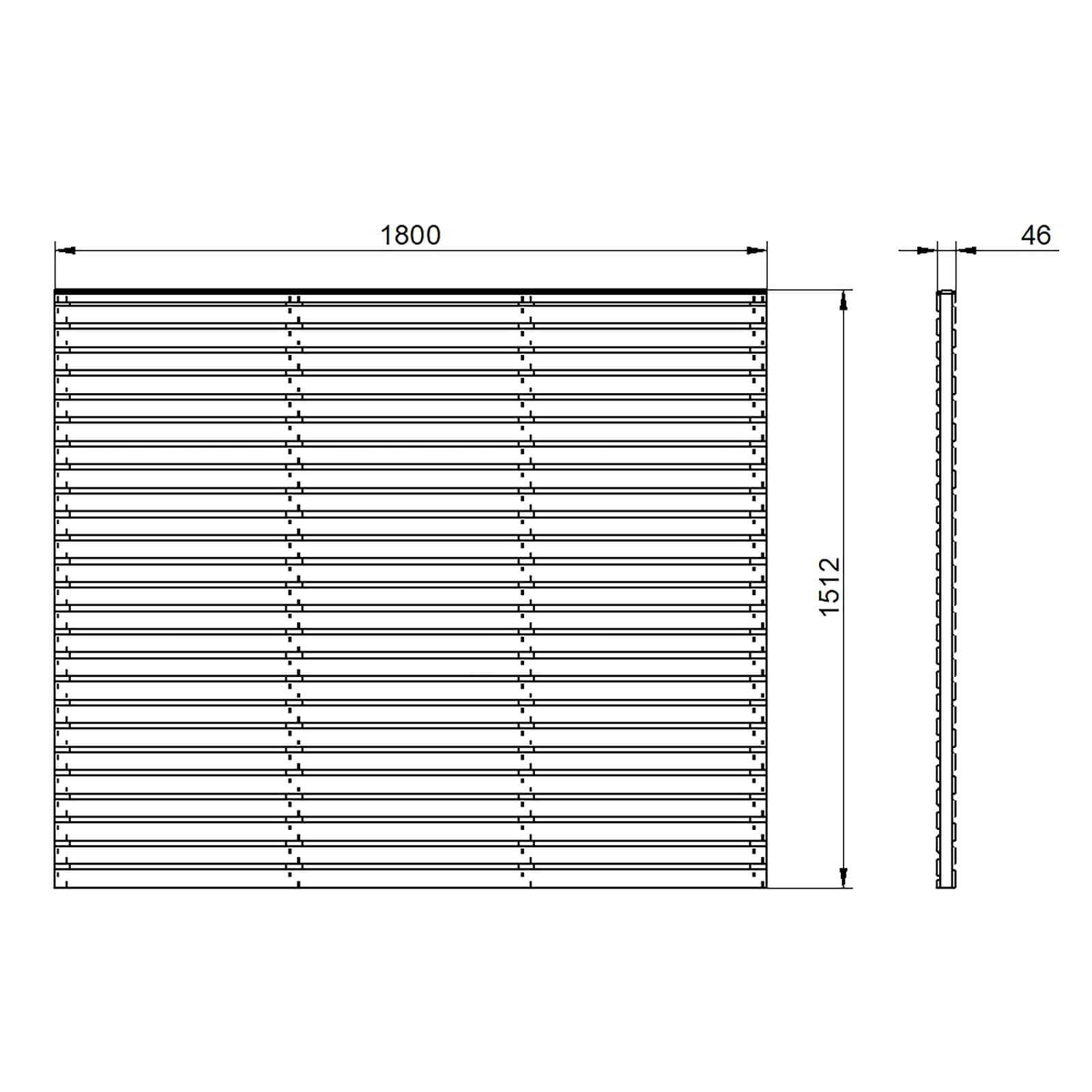 6ft x 5ft (1.8m x 1.5m) Pressure Treated Contemporary Double Slatted Fence Panel - Pack of 5