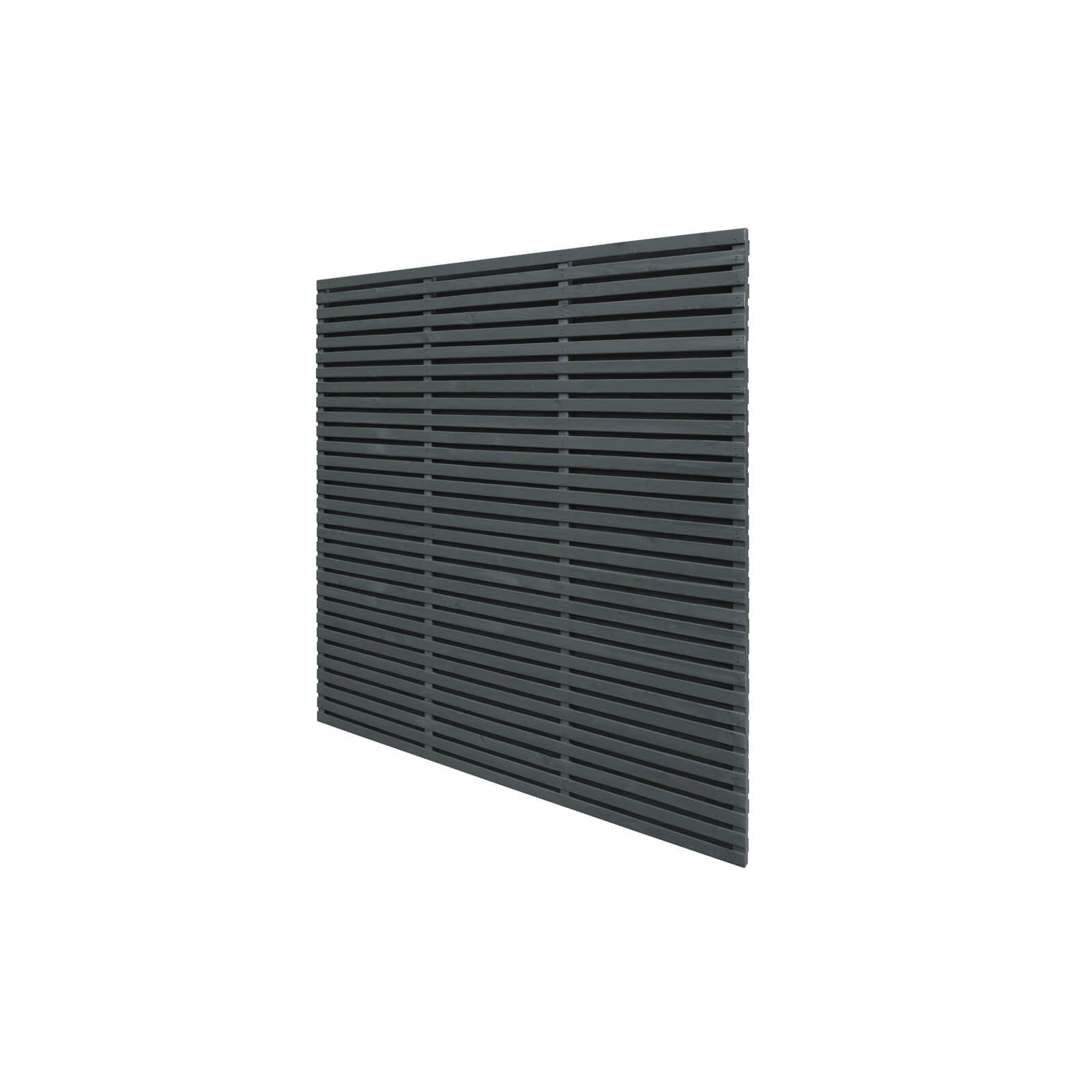 6ft x 6ft (1.8m x 1.8m) Grey Painted Contemporary Double Slatted Fence Panel - Pack of 3