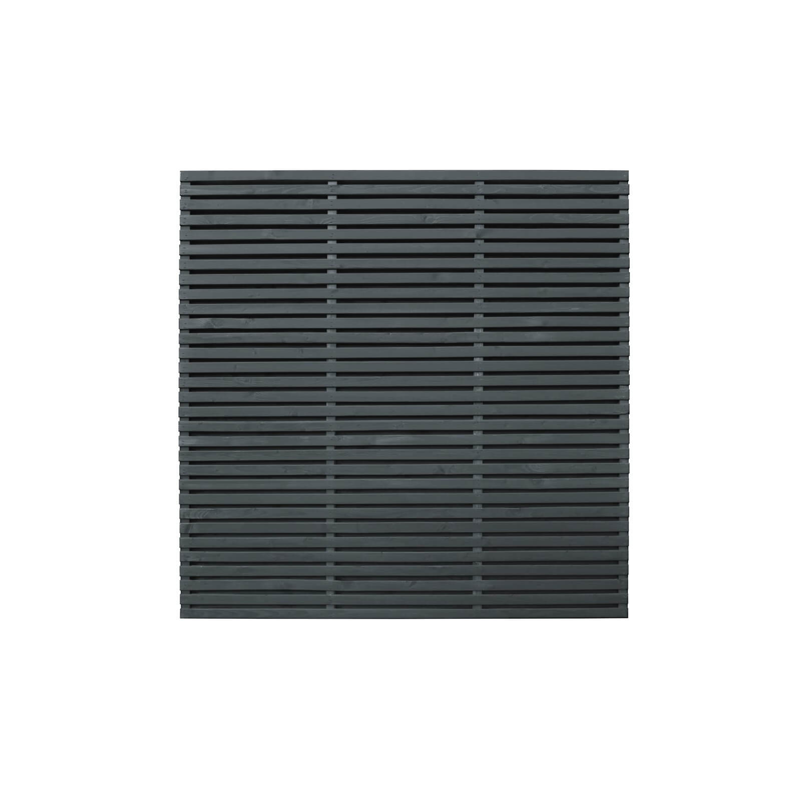 6ft x 6ft (1.8m x 1.8m) Grey Painted Contemporary Double Slatted Fence Panel - Pack of 3
