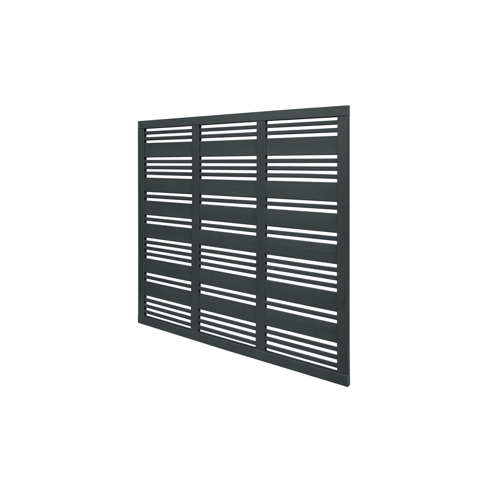 6ft x 6ft (1.8m x 1.8m) Grey Painted Contemporary Mix Slatted Fence Panel - Pack of 5