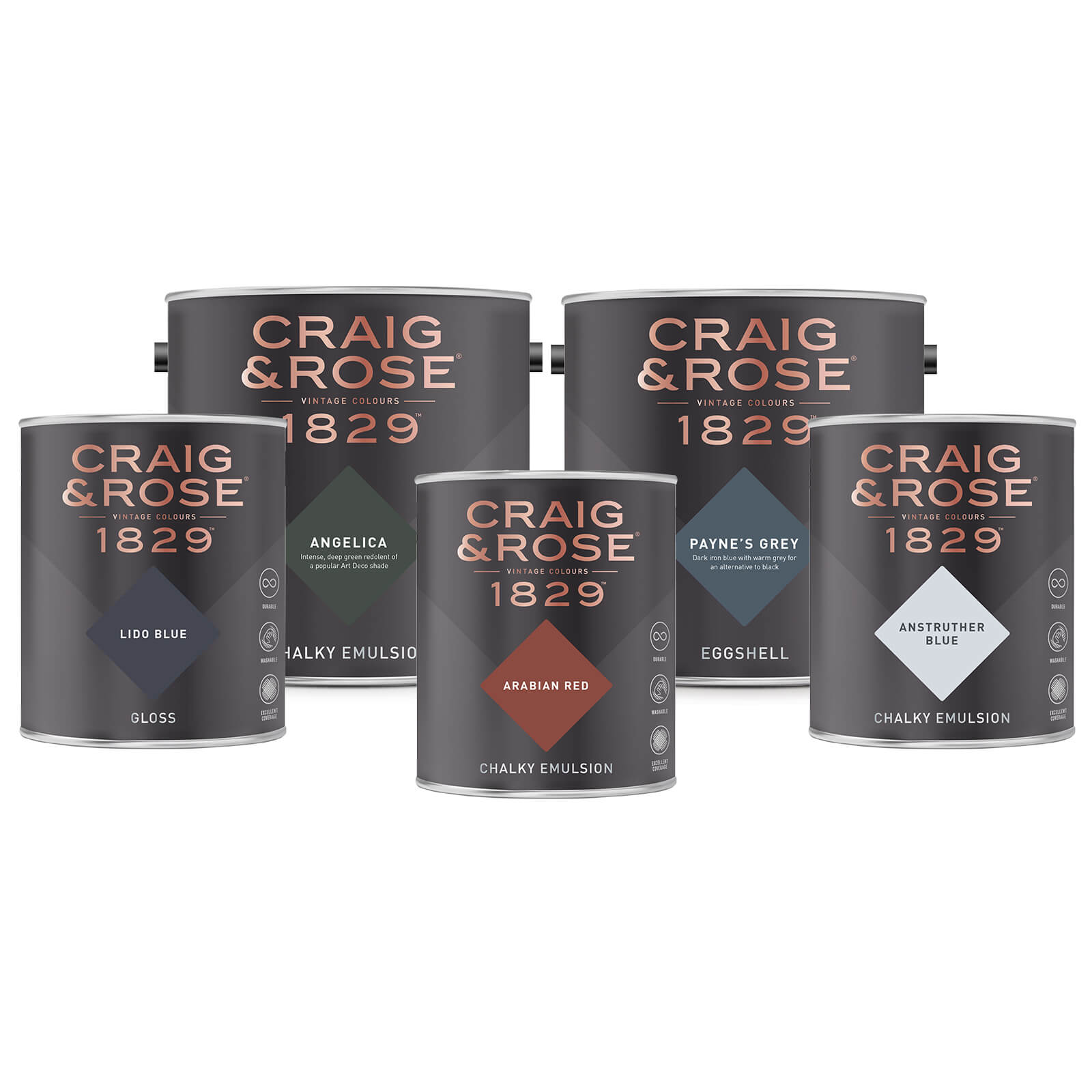 Craig & Rose 1829 Chalky Emulsion Paint Almost Grey - 5L