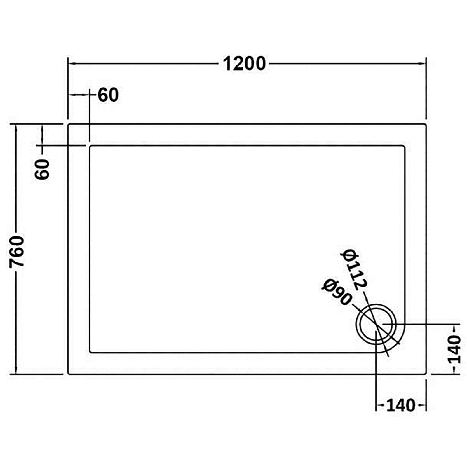 Balterley Slate Rectangular Shower Tray - 1200 x 760mm