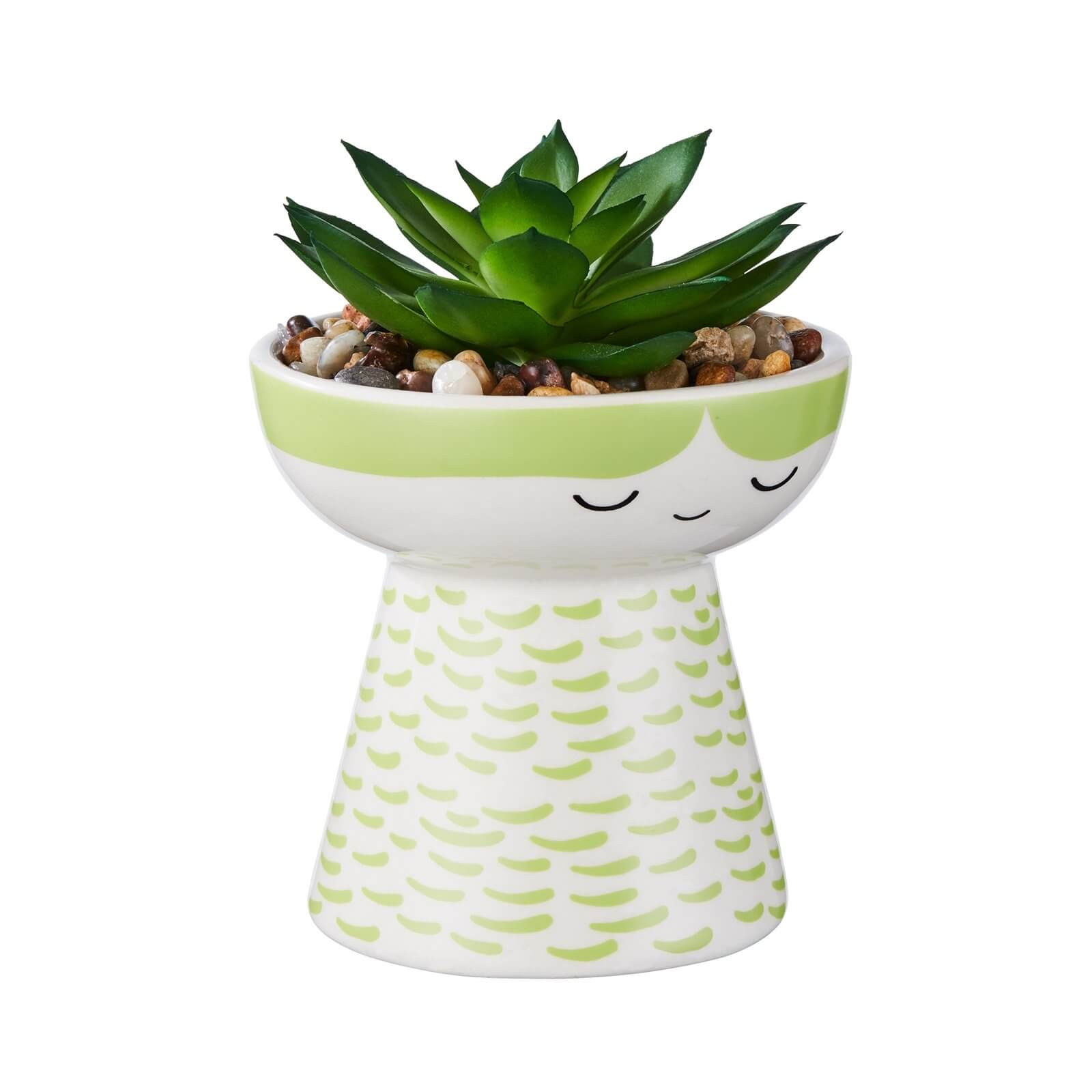 Baby Planter with Succulent - Green