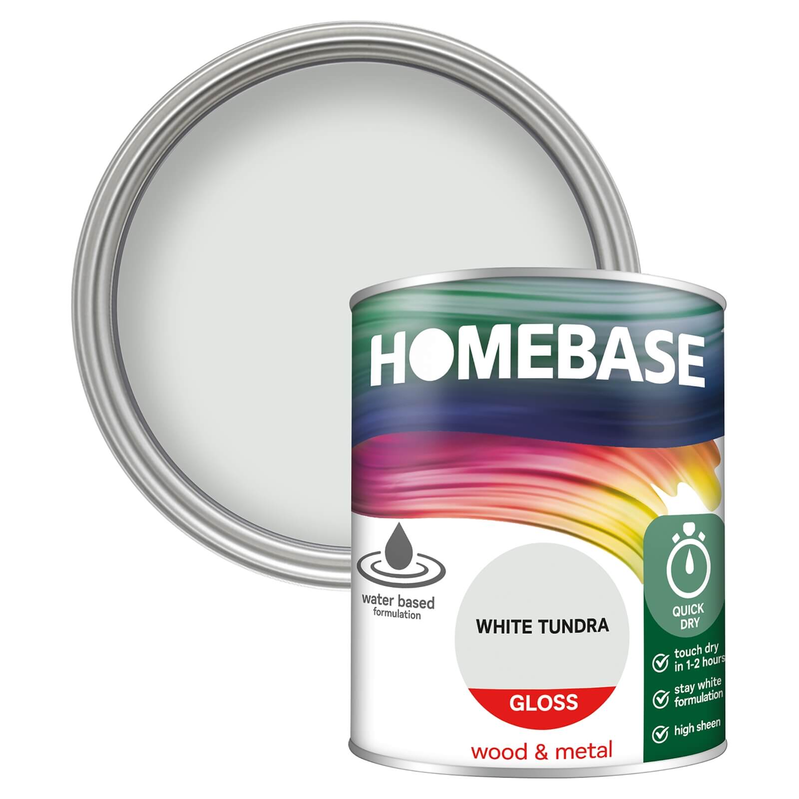 Homebase Interior Quick Dry Gloss Paint White Tundra - 750ml
