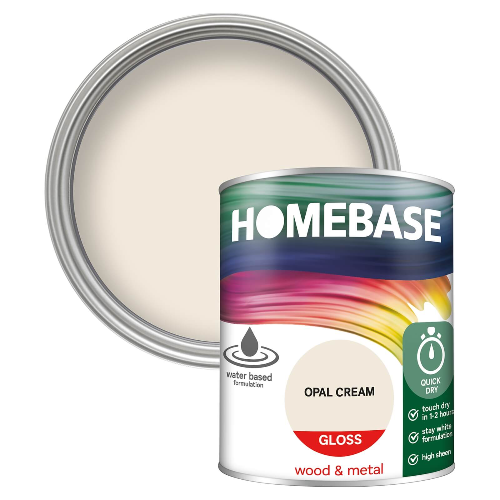 Homebase Interior Quick Dry Gloss Paint Opal Cream - 750ml
