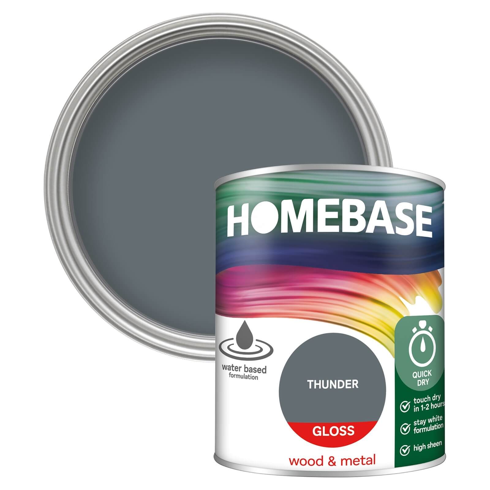 Homebase Interior Quick Dry Gloss Paint Thunder - 750ml