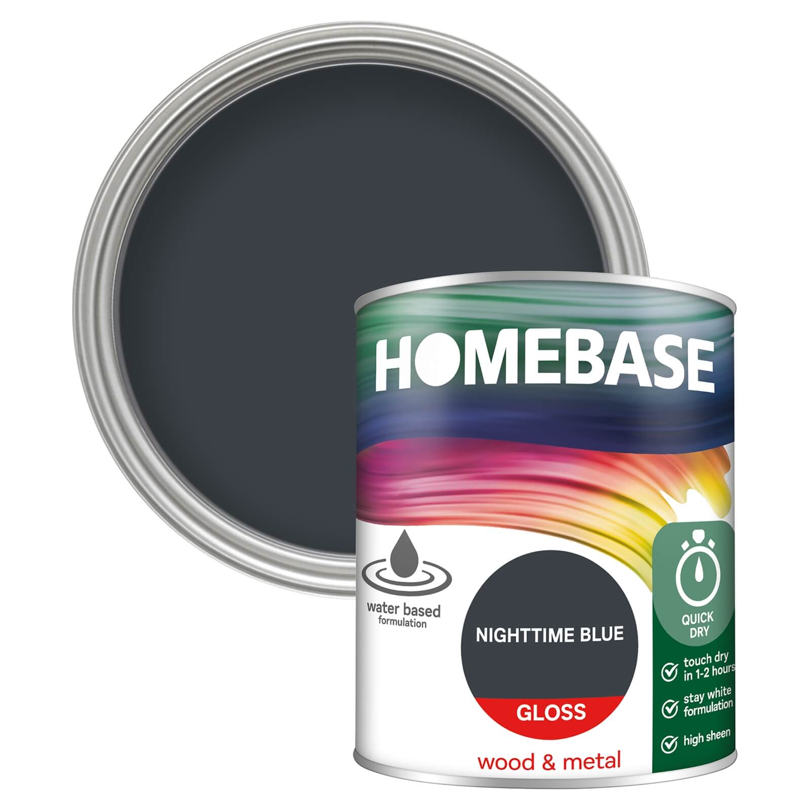Homebase Interior Quick Dry Gloss Paint Nighttime Blue - 750ml
