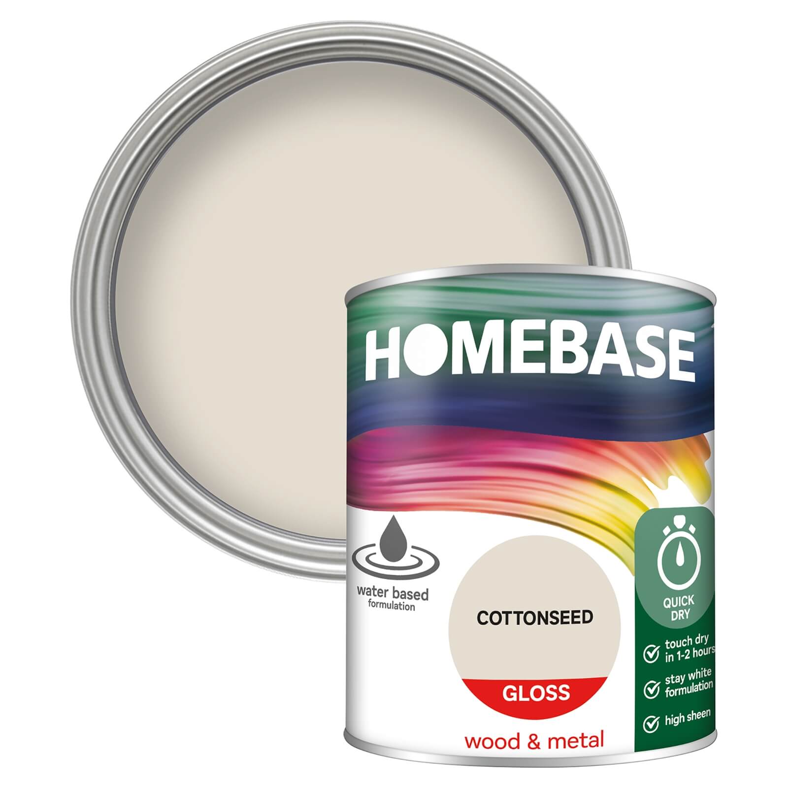 Homebase Interior Quick Dry Gloss Paint Cottonseed - 750ml