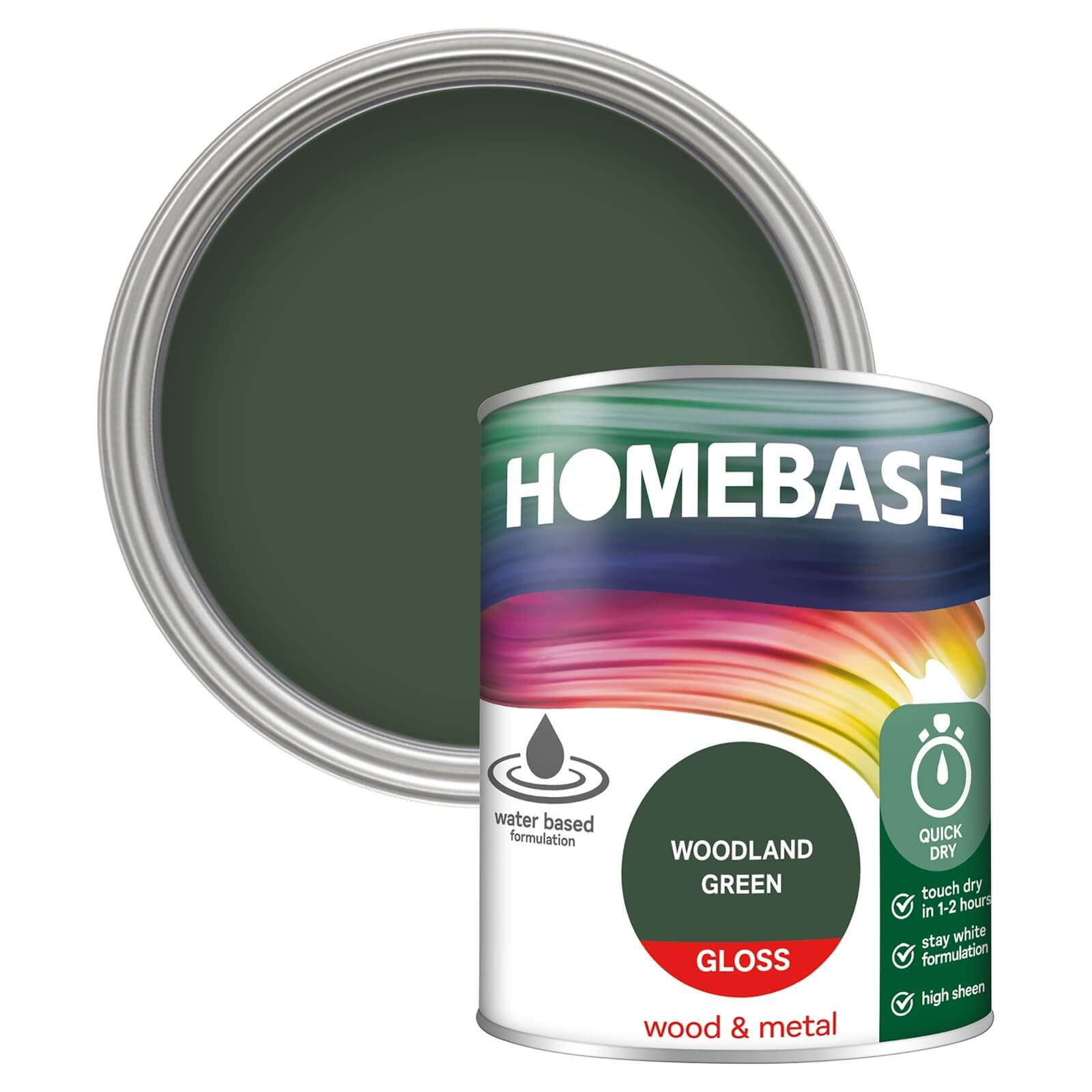 Homebase Interior Quick Dry Gloss Paint Woodland Green - 750ml