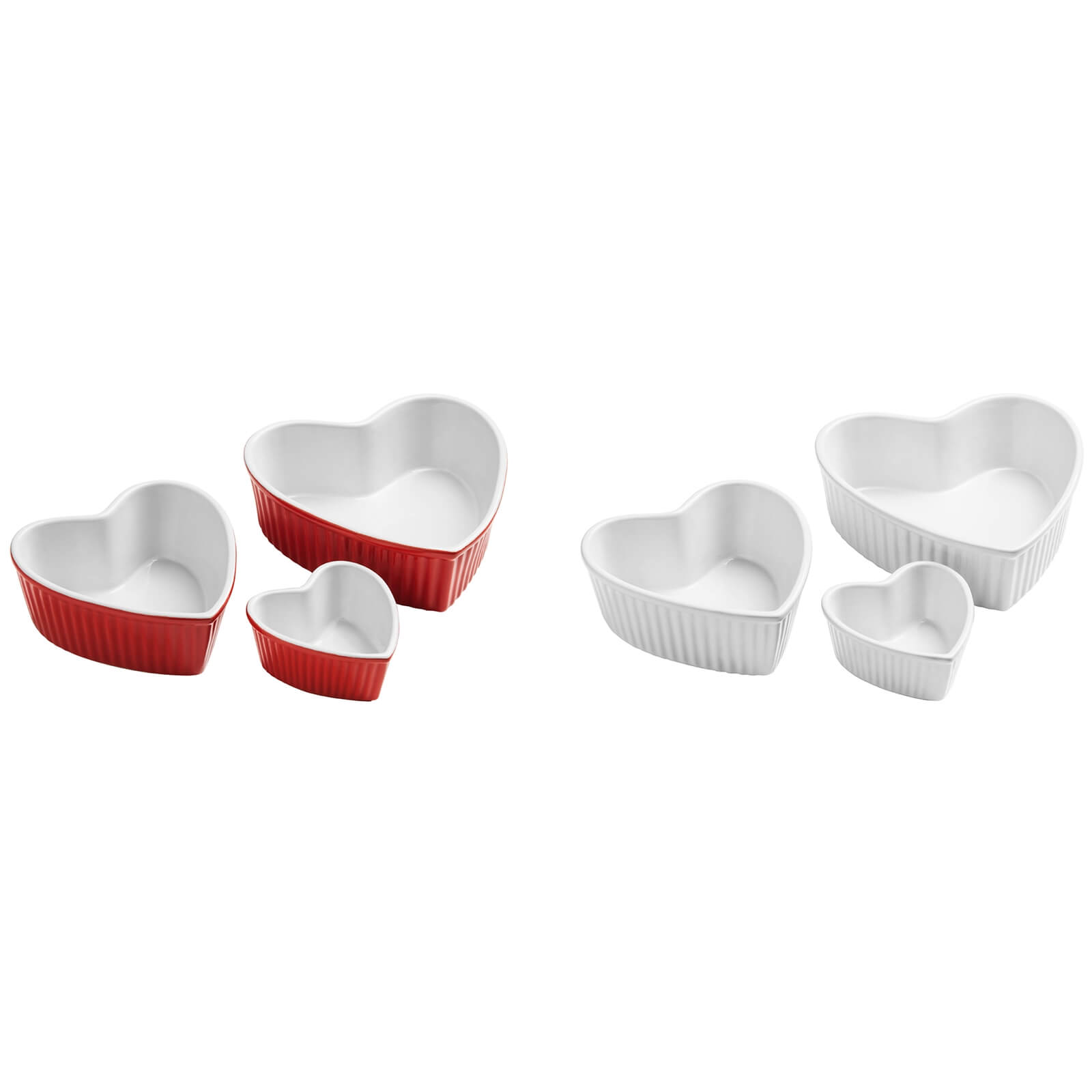 Amour Heart Shape Dishes - Set of 3 - White