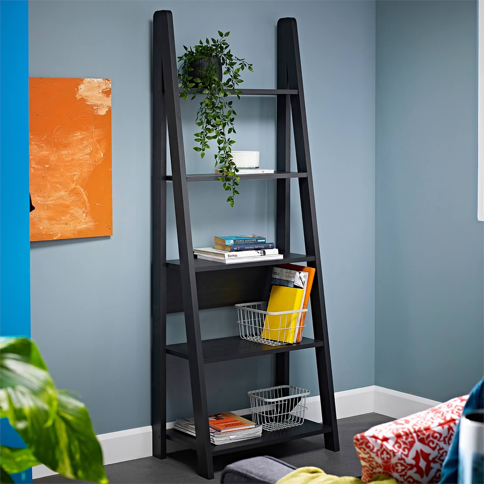 Tiva Ladder Bookcase - Black