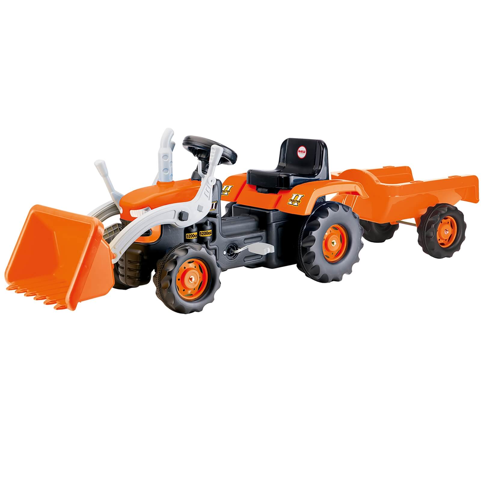 Dolu Ride On Tractor Trailer Excavator Orange