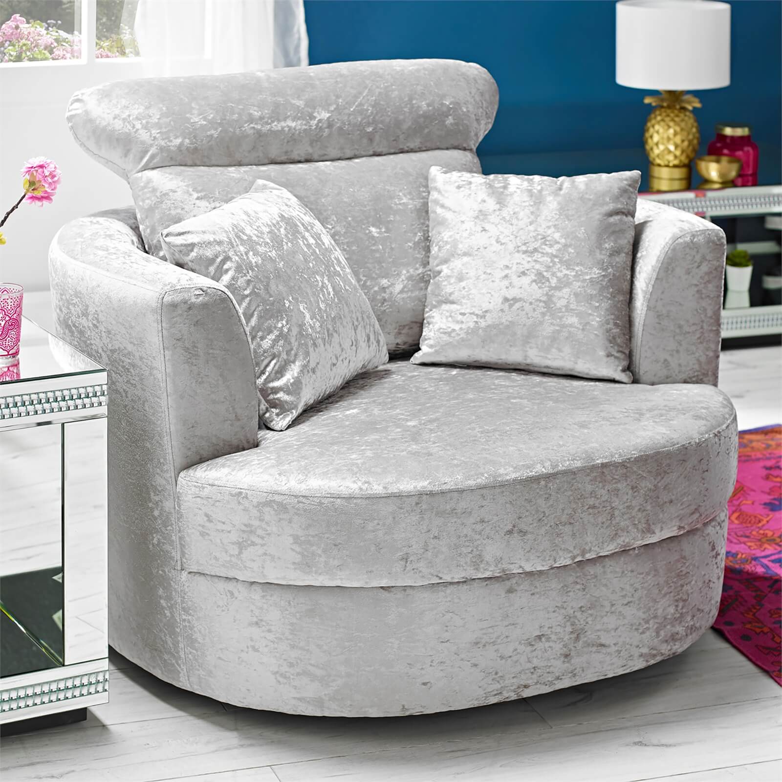 Bliss Large Swivel Chair - Silver