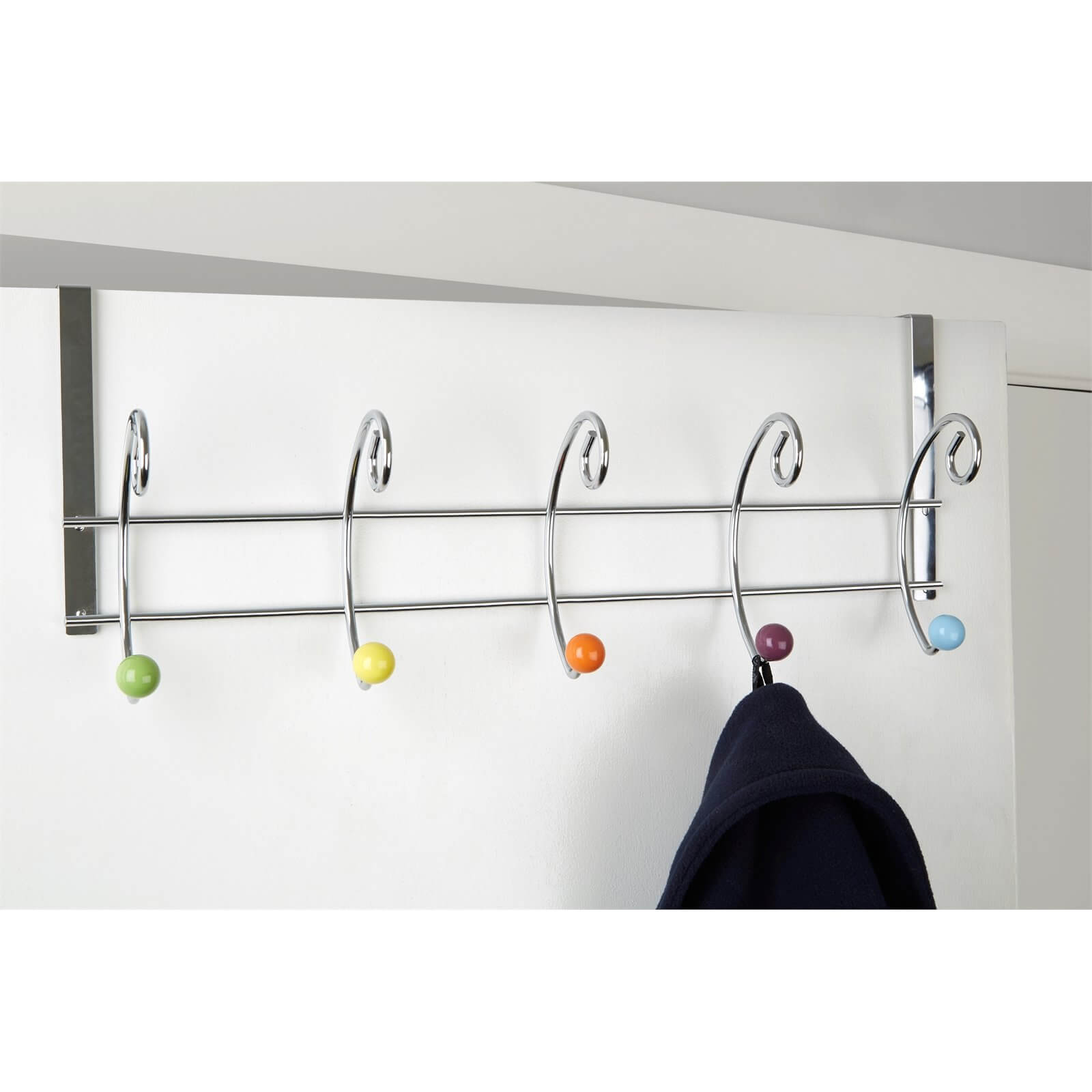 Hook Over Door Multi-coloured 10 Hook Hanger