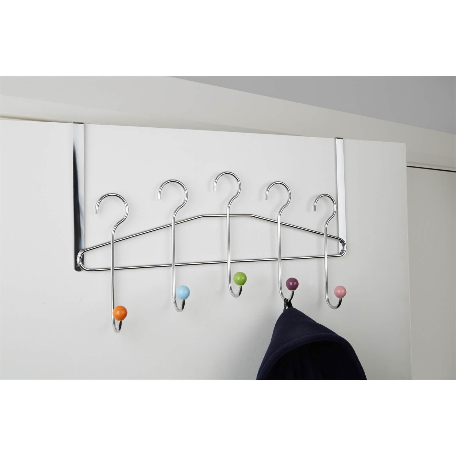 Hook Over Door Multi-coloured 5 Hook Hanger